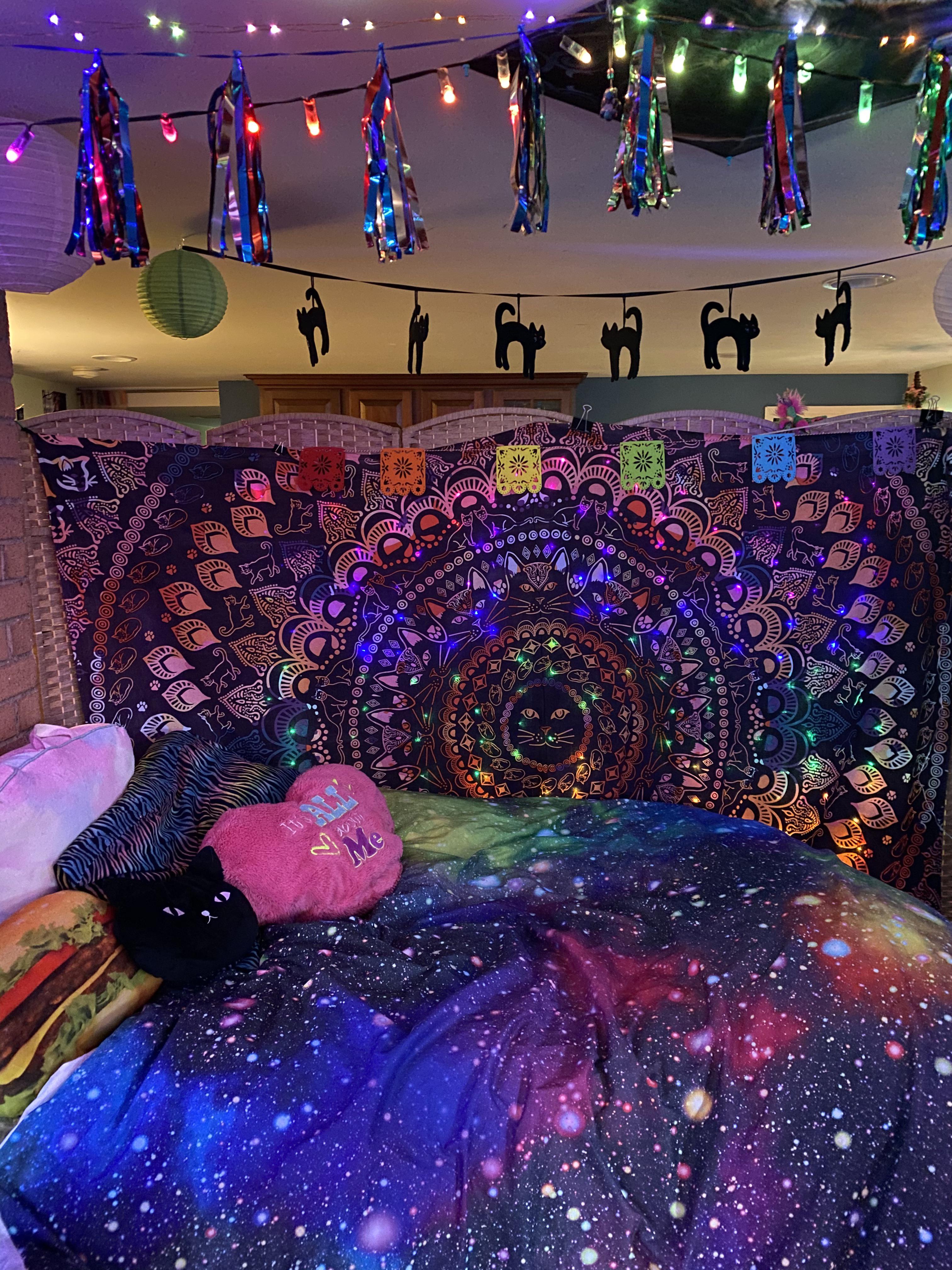 Rainbow nest against the fireplace bricks r/CozyPlaces