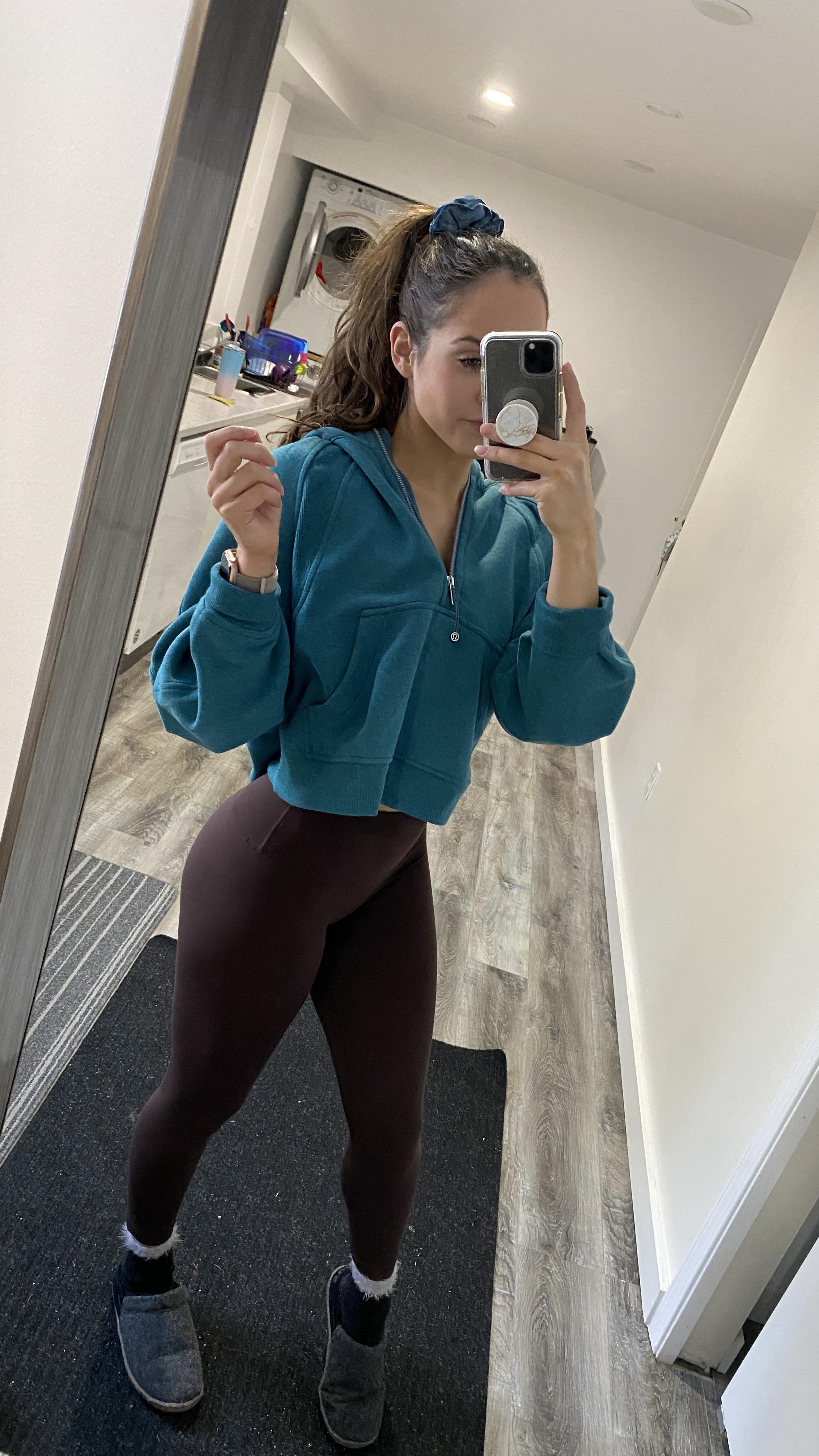 Heathered desert teal 1/2 zip scuba (m/L) and French press aligns 25