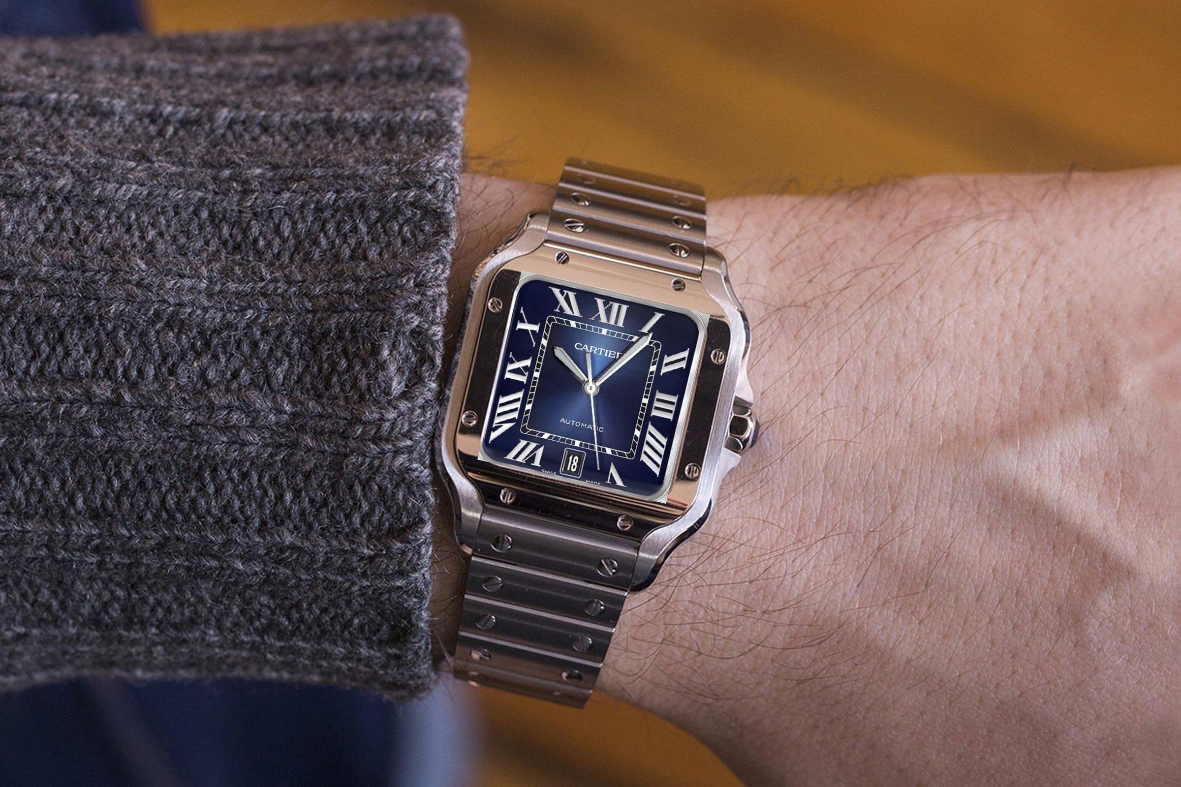 [Cartier] Medium Santos Blue Dial Who would buy one? r/bluewatches