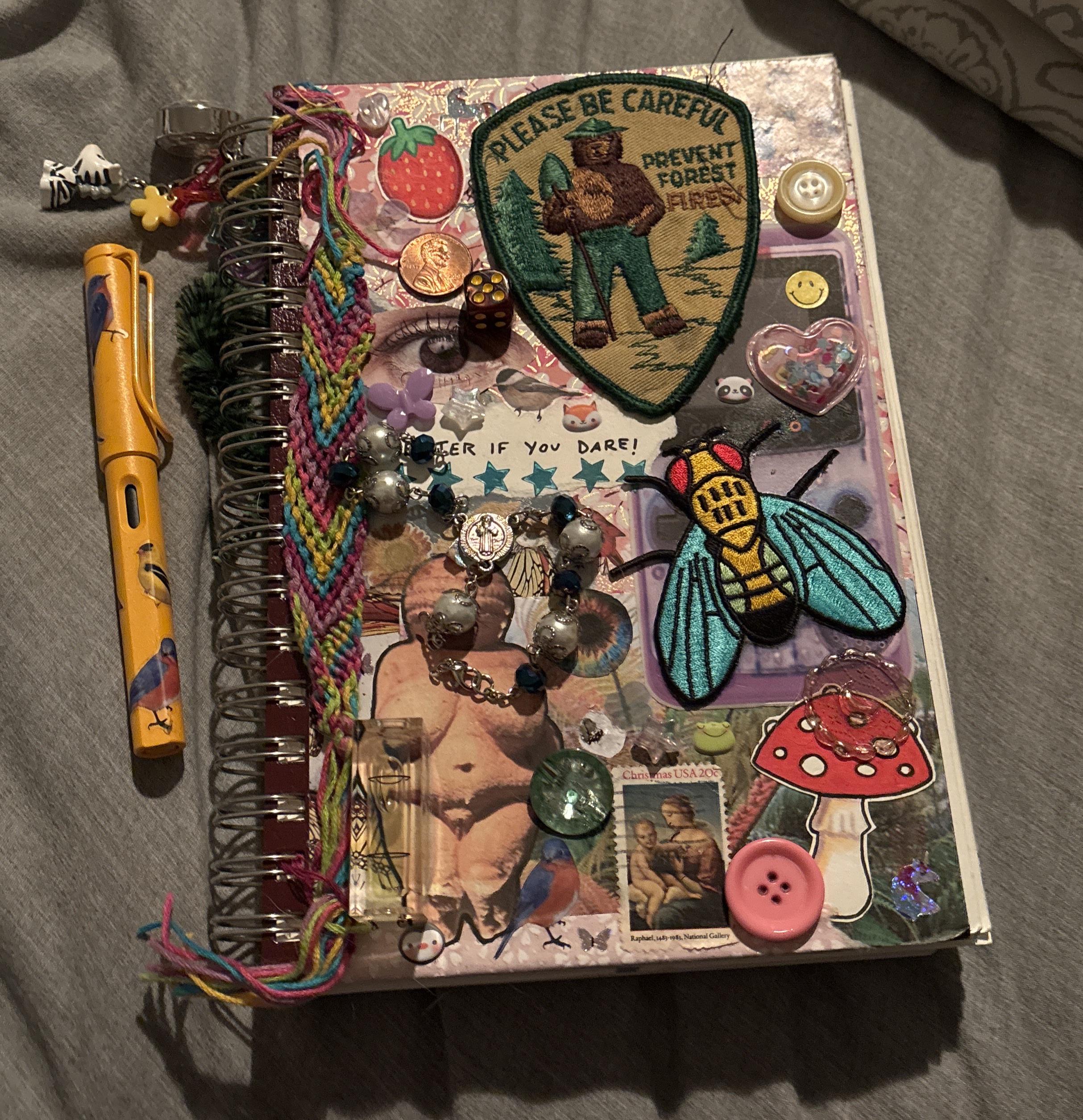 i love to decorate plain notebooks and make them silly. here’s my