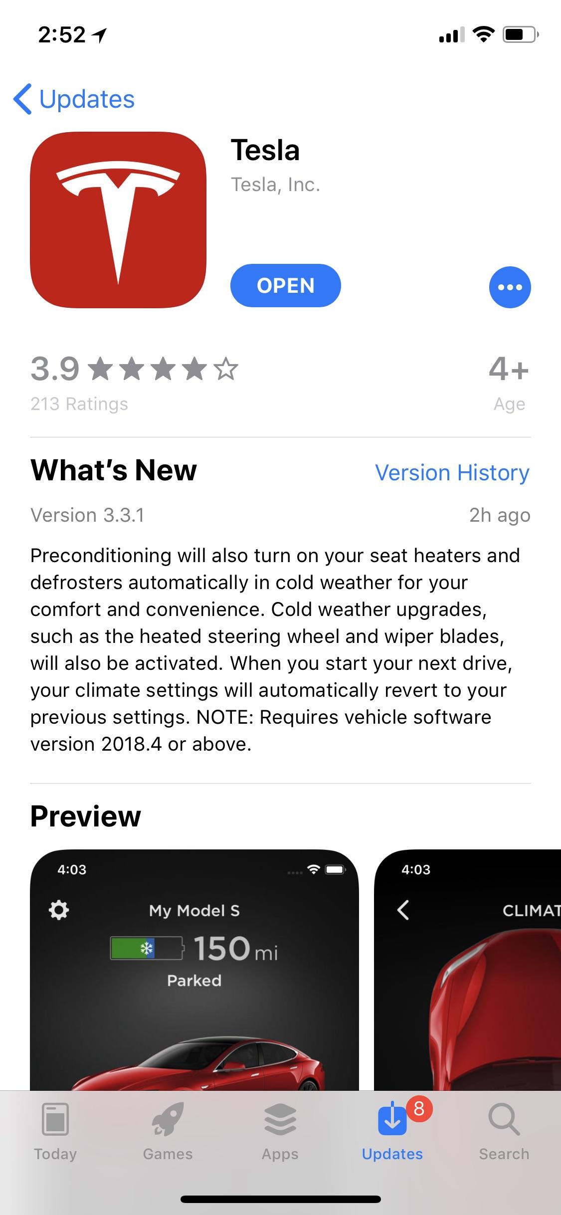 Tesla app got updated for Cold Weather. Anyone on most