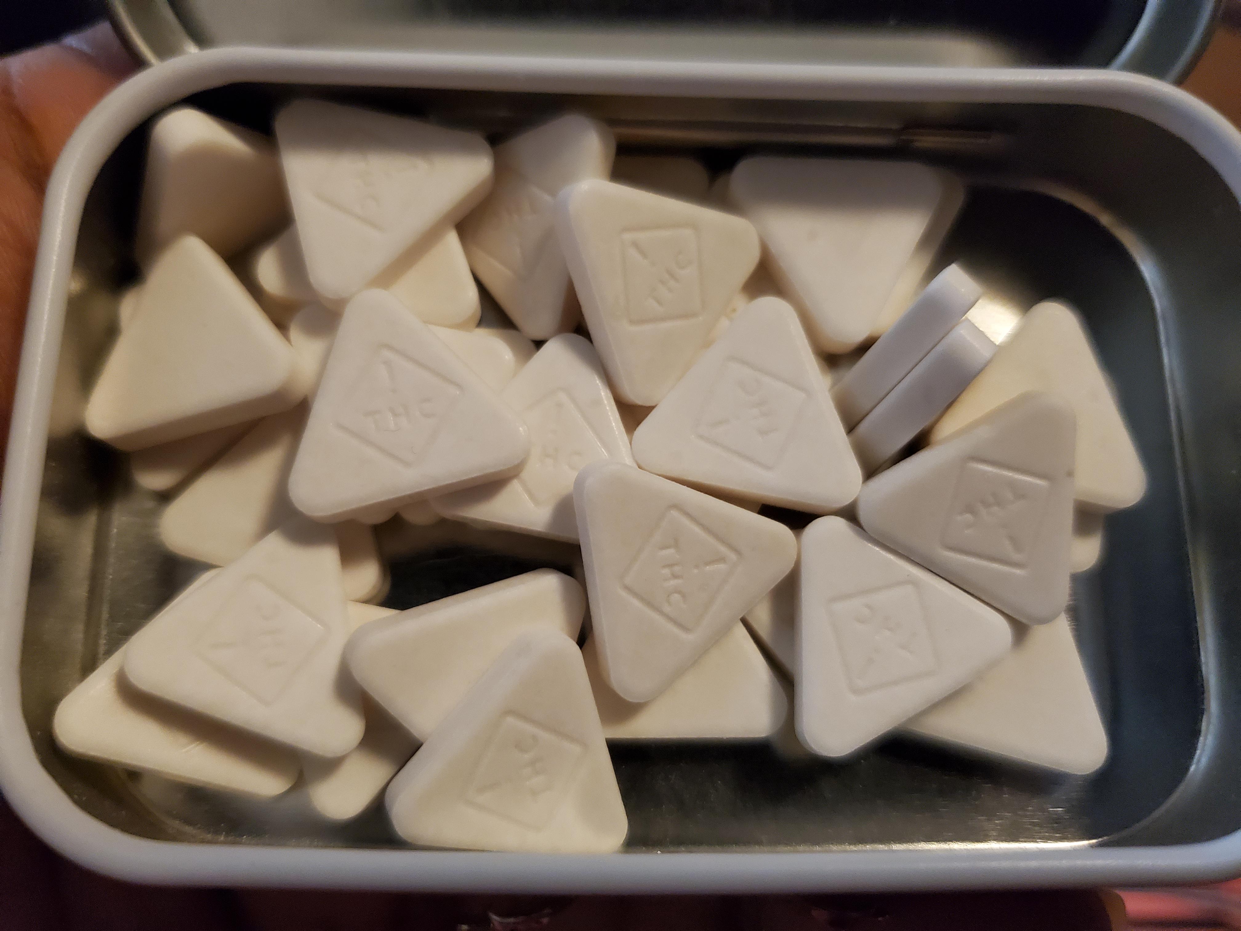 THC mints incase anyone was wondering what it looks like. 2.5 per mint