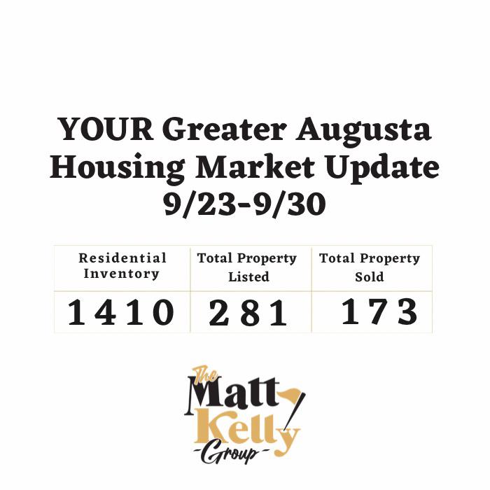 Your Greater Augusta Real Estate Market Update 9/30 r/Augusta
