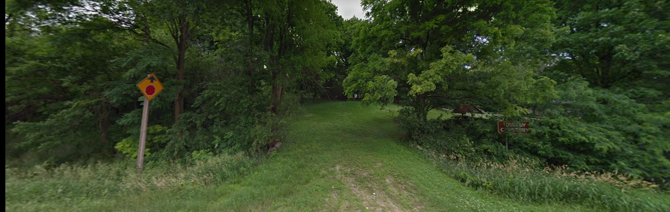 Harvey cemetery situated in a triangle of roads in east Des Moines