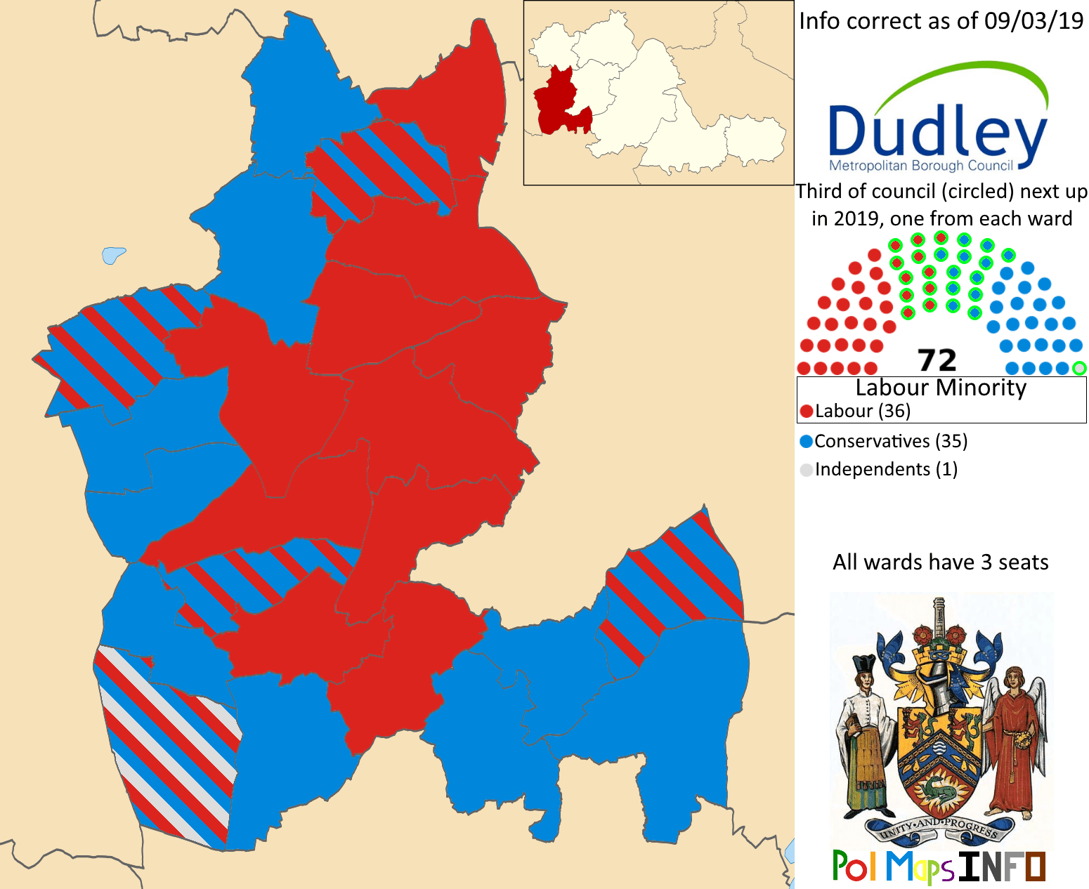 Dudley Council, West Midlands, West Midlands. 09/03/2019 r/PoliticalMaps