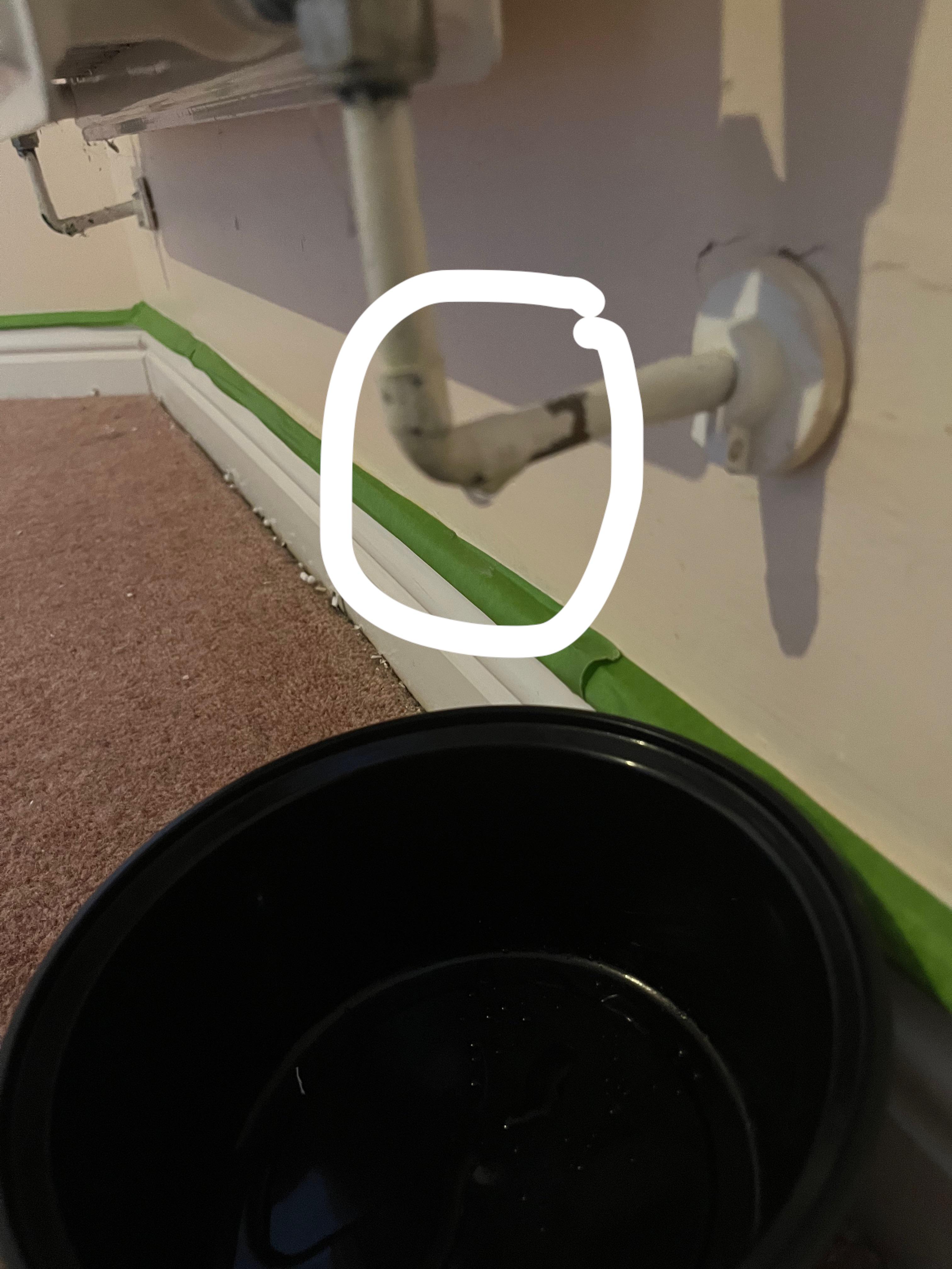 Pipe dripping slightly where circled on the radiator. Easily fixed