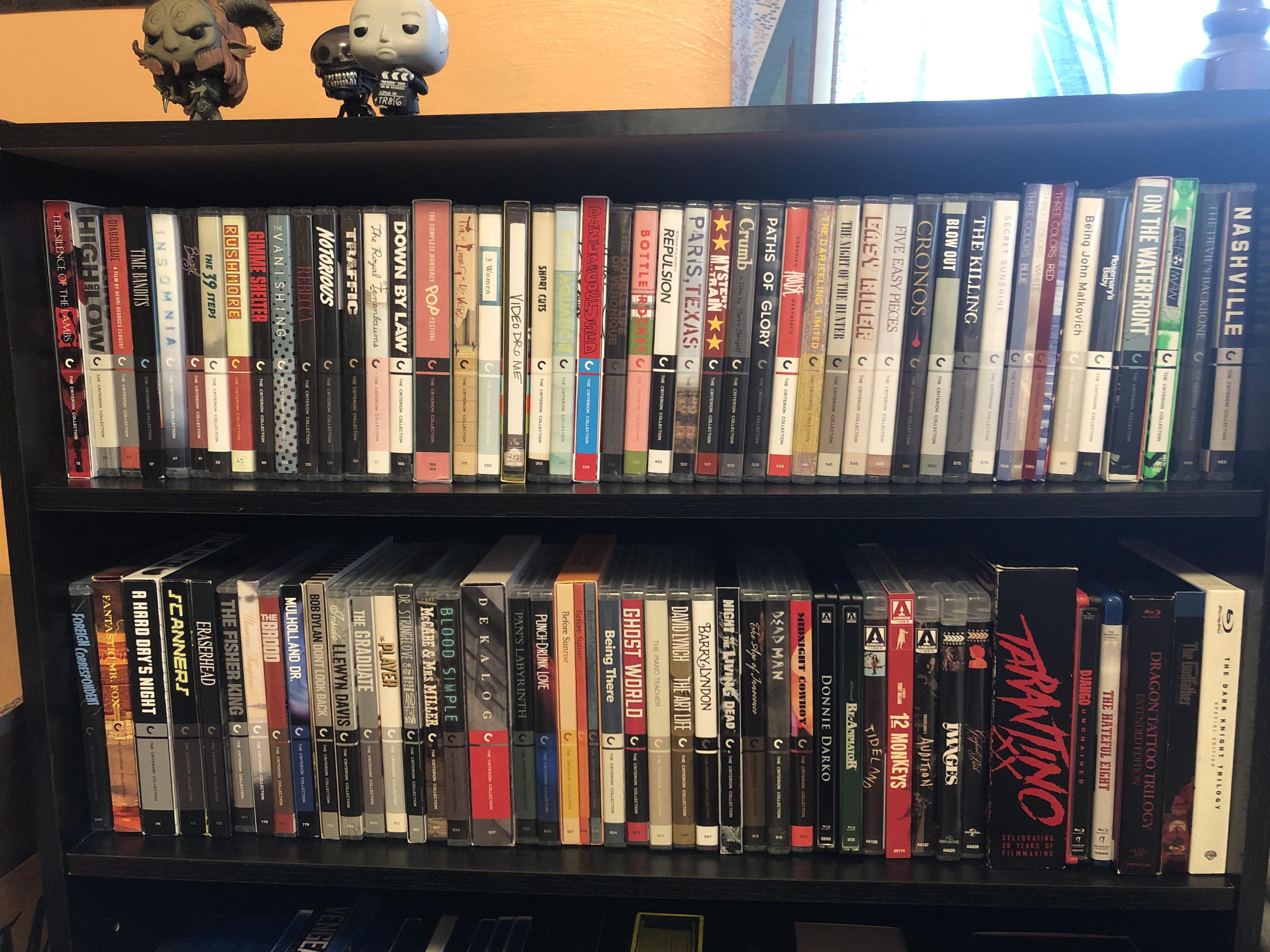 My Criterion bluray collection, organized by spine number, along with