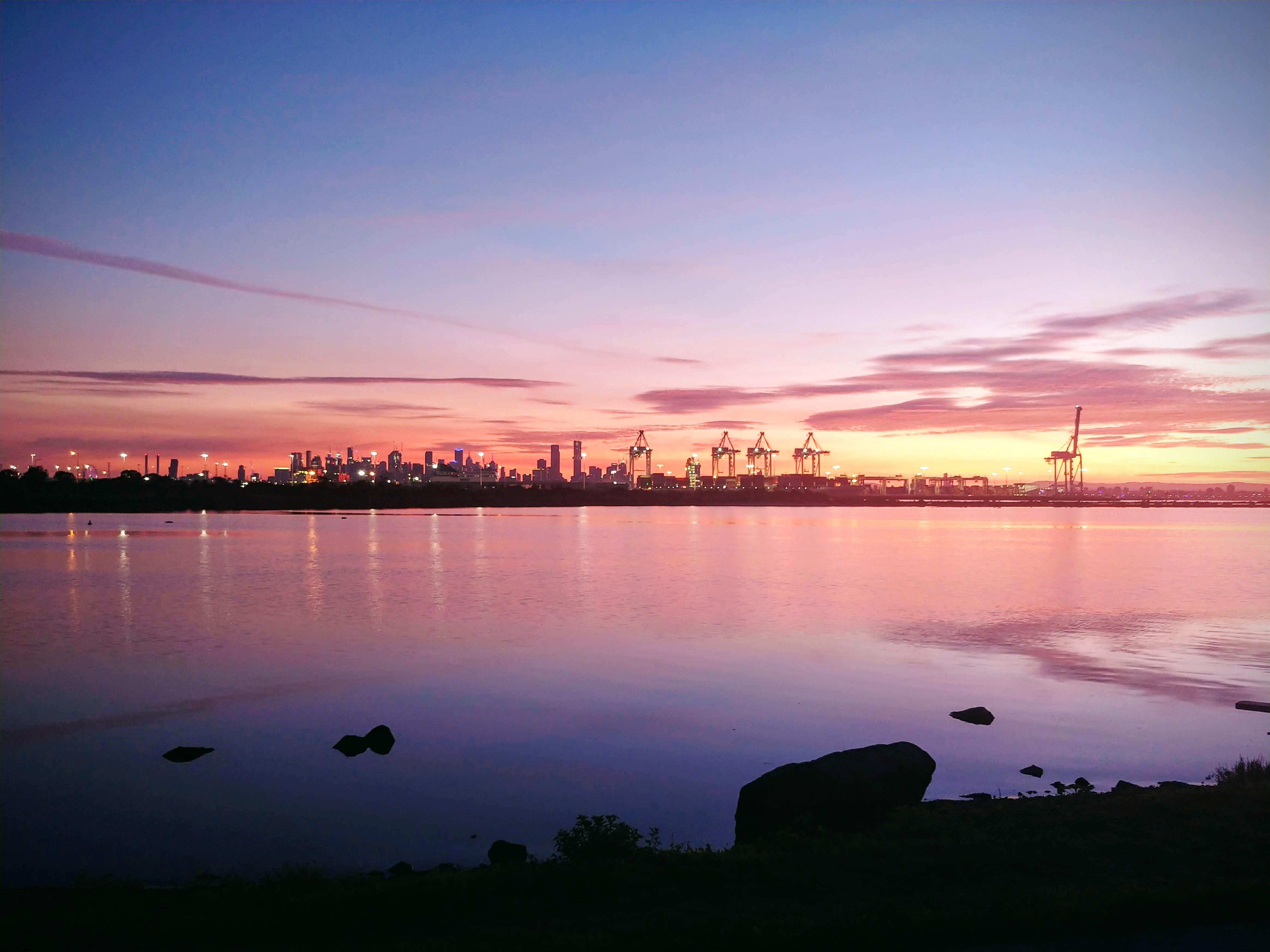 Sunrise over the city from Williamstown this morning, well worth the