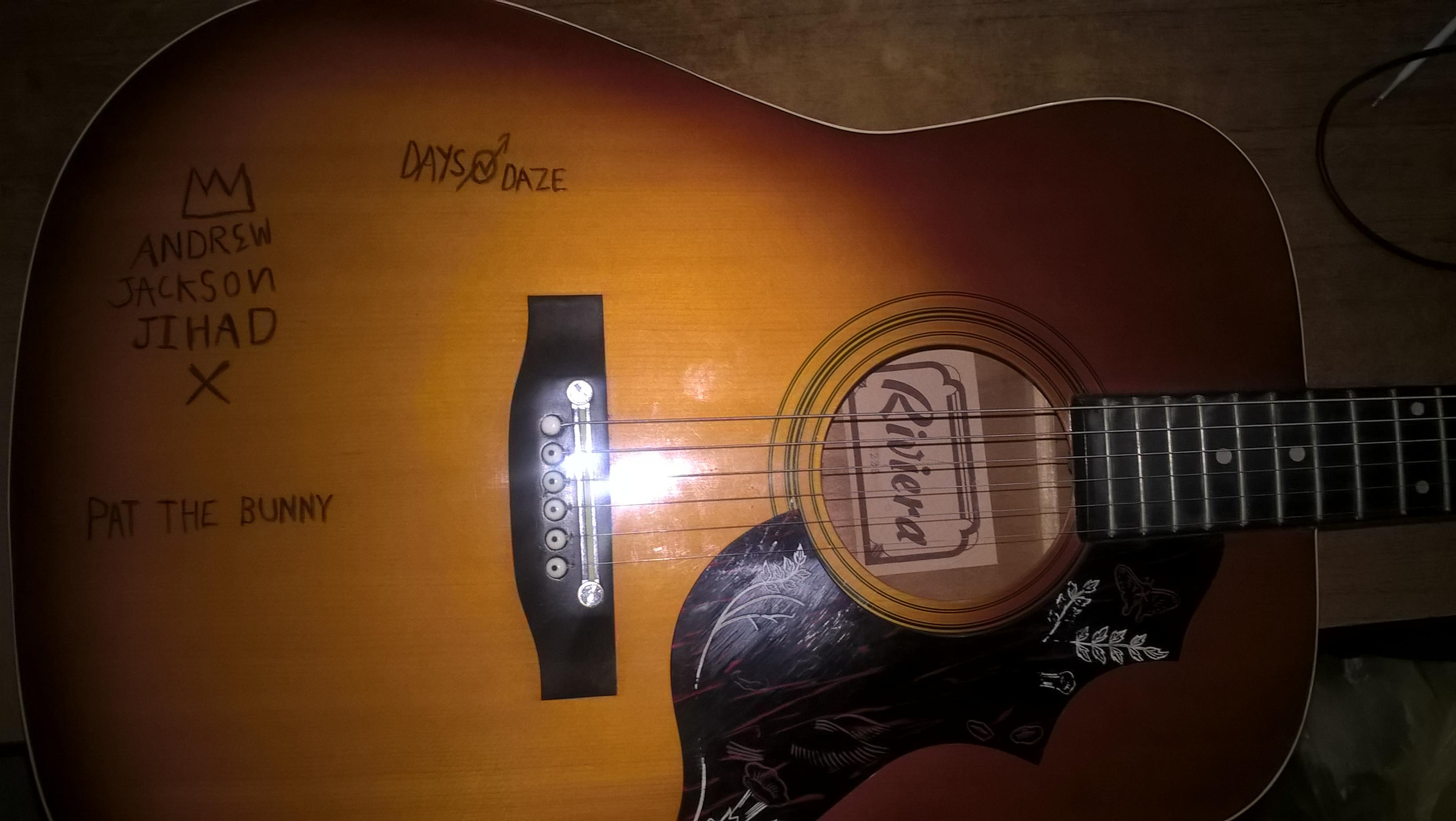 Some bands on a guitar r/FolkPunk