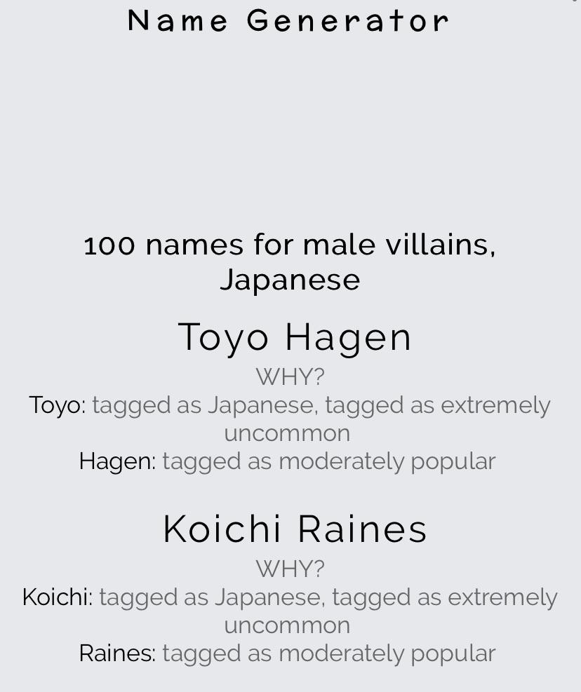 So I used a random Japanese Name Generator and look who showed up... AS A VILLAIN r