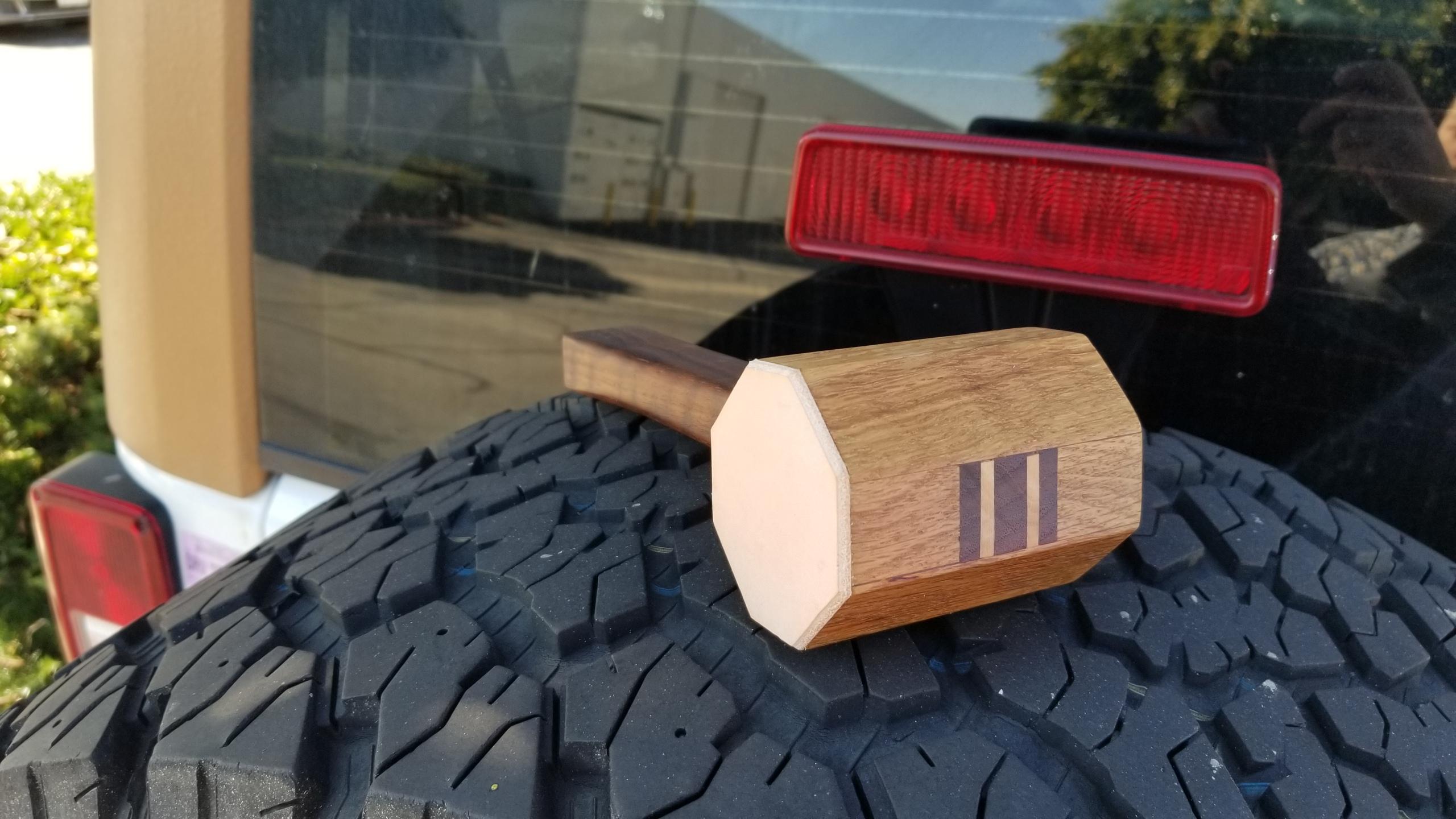 White Oak leather working mallet! Walnut handle, maple wedges! r