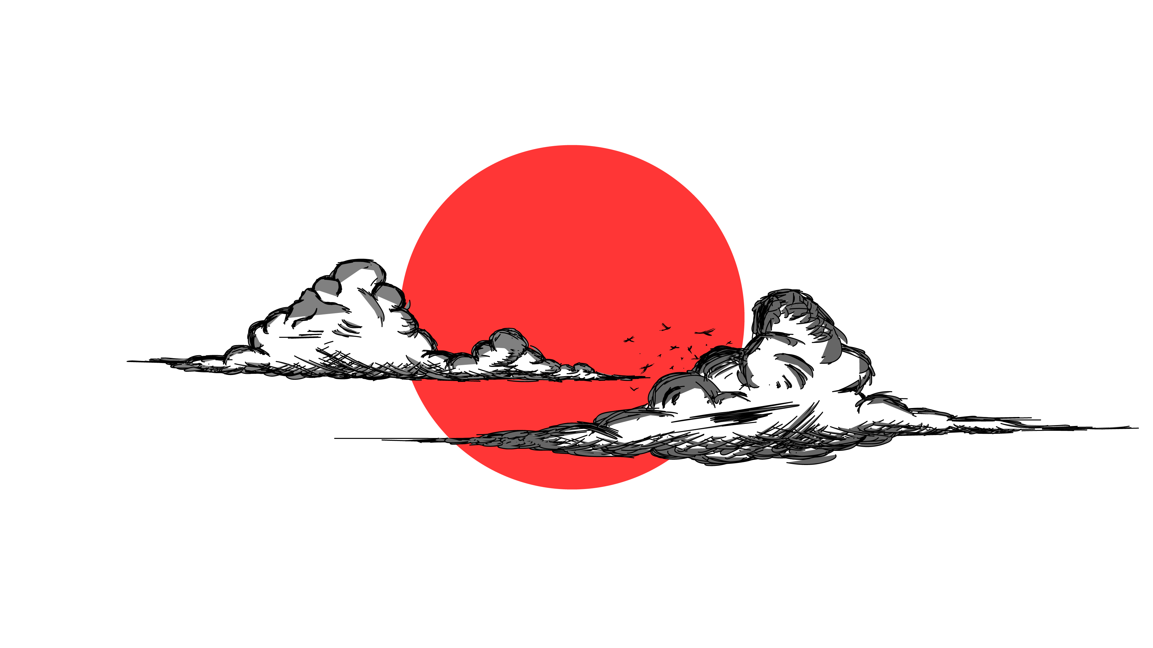 Japanese Flag, Digital, 3840x2160 r/Art