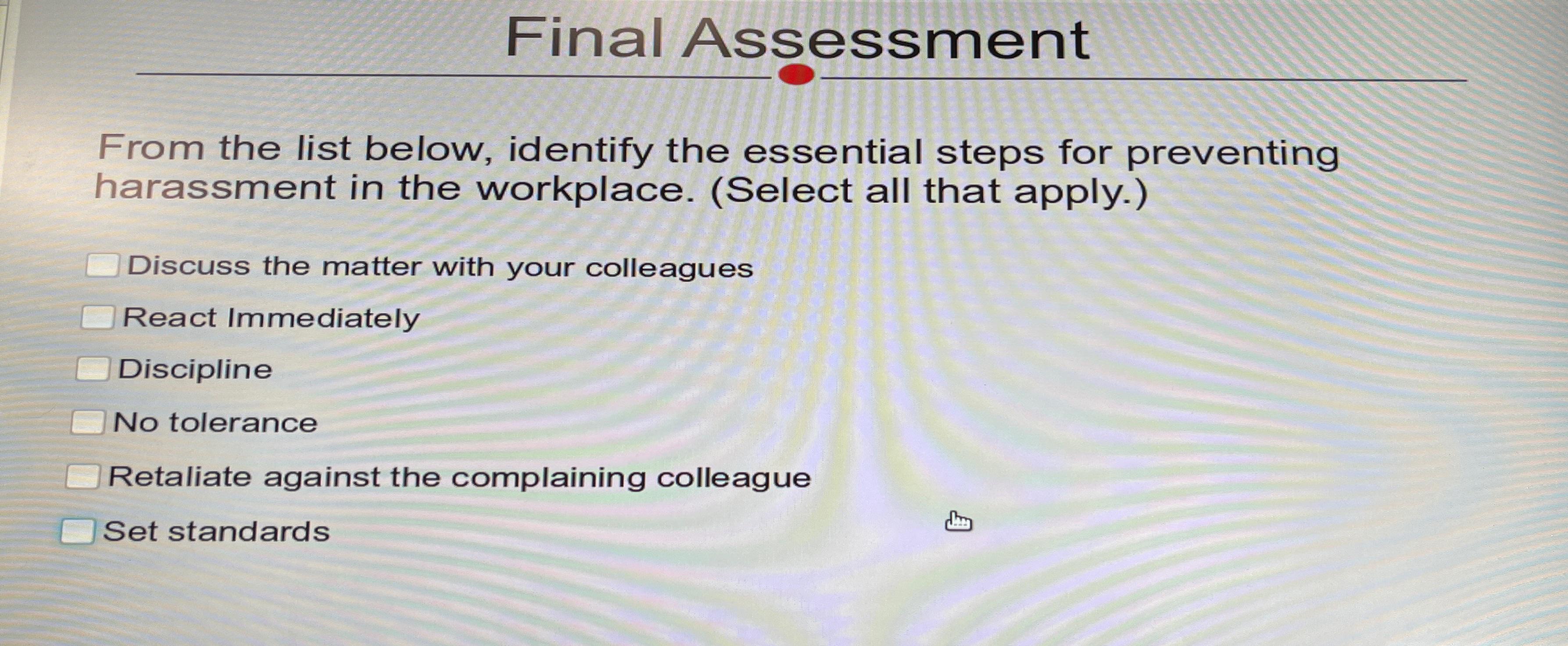 Anyone know the answers to this question in module 800124? This one