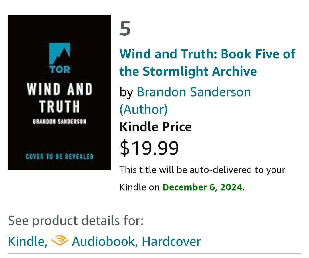 Wind and Truth Ebook $20? : Stormlight_Archive