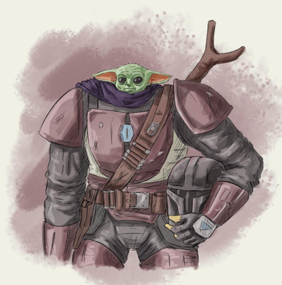 Baby Yoda In Mandalorian Armor Movie Wallpaper