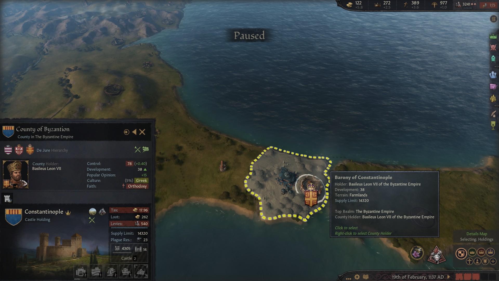 First time CK3 Ah, the legendary Barony of Constantinople.... r