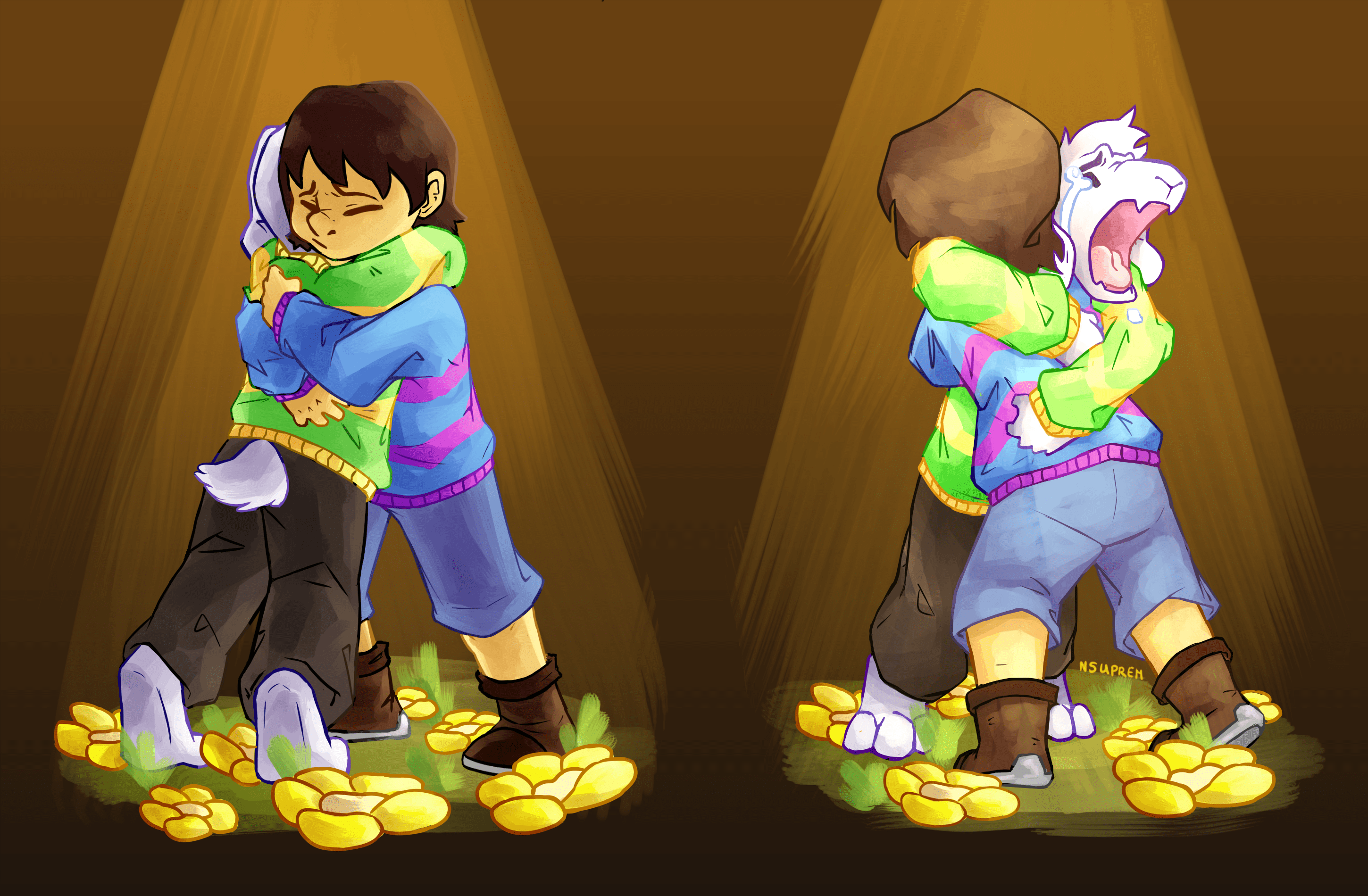 Андертейл в памперсе. Азриэль x андертейл. Undertale Фриск Пацифист. Азриэль Пацифист. Азриэль и Санс