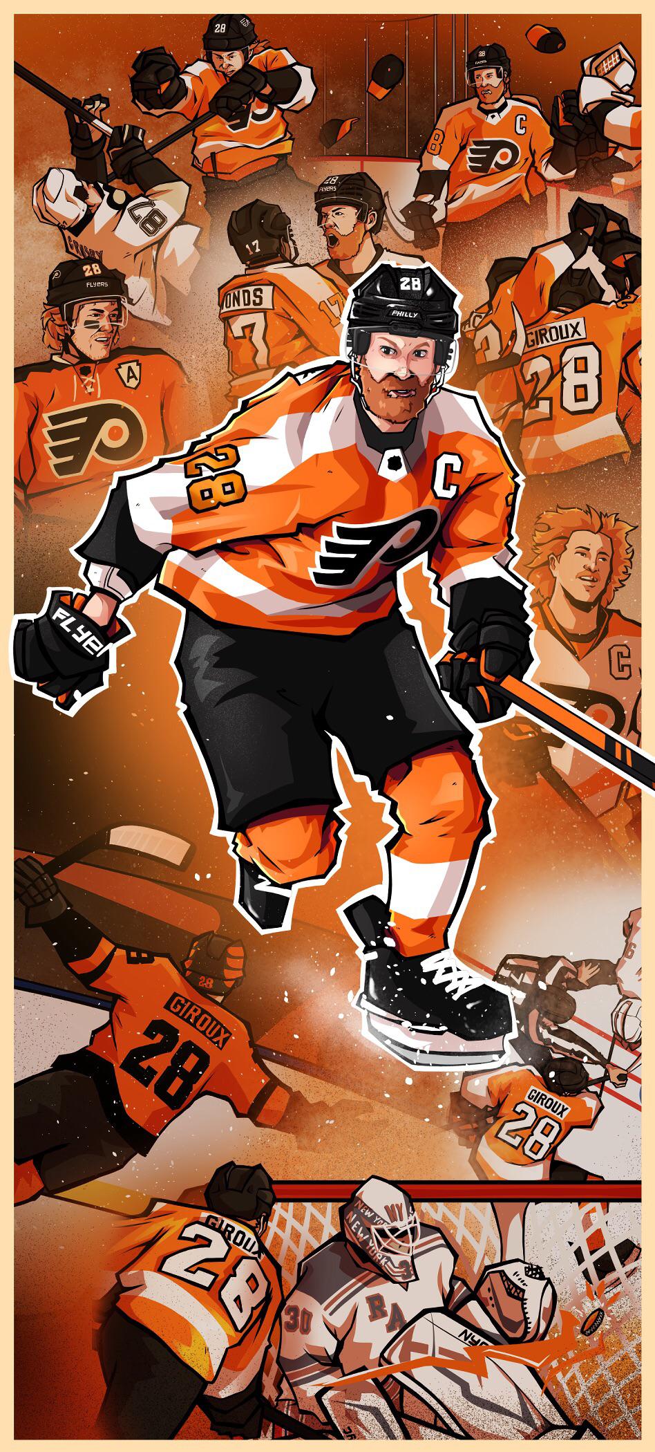 Illustration I made commemorating Claude Giroux’s 1000th game as a