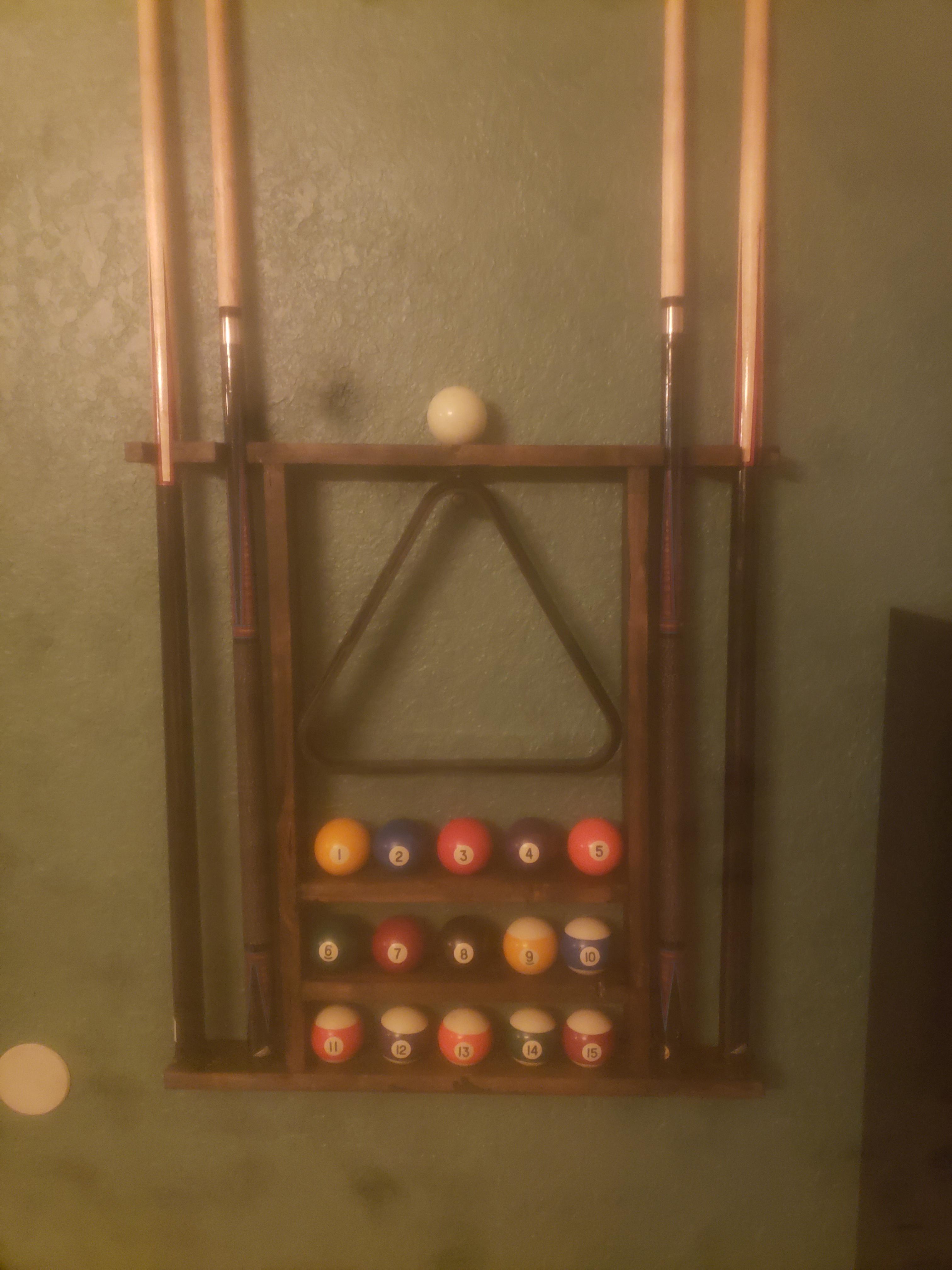 Billard rack from scrap wood and expired stain r/BeginnerWoodWorking