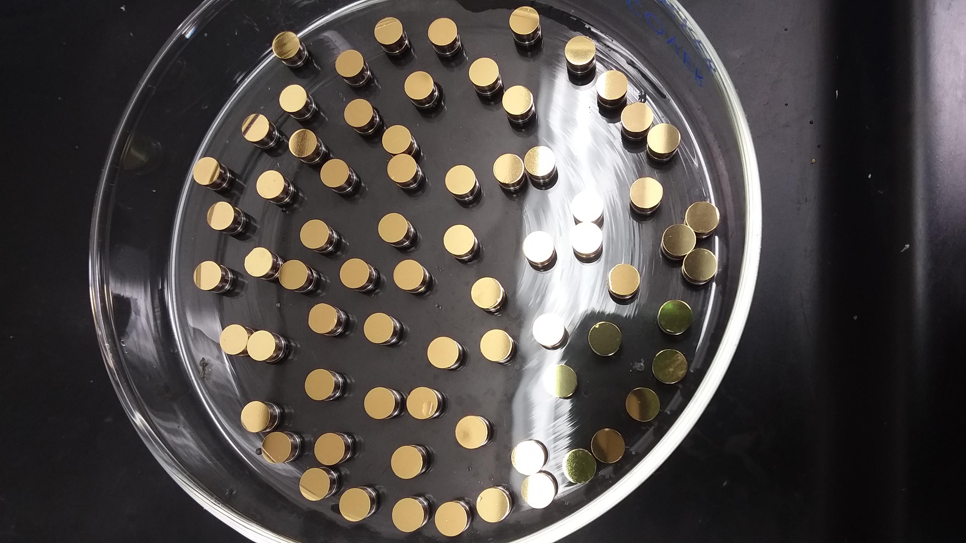 Mass producing gold plated electrodes for electrochemical monolayer