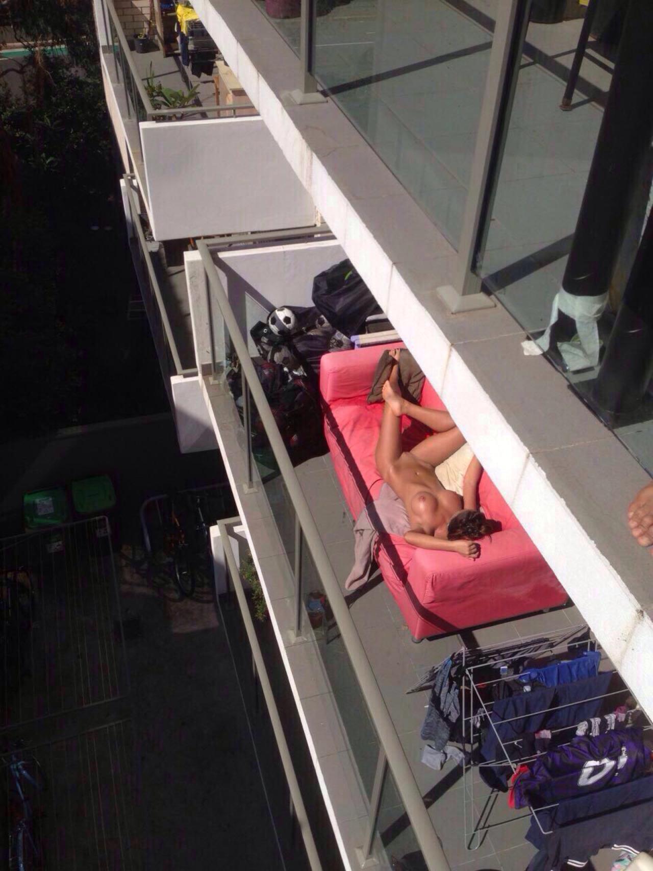 Caught Big-Titted Neighbor on Balcony Sunbathing... - Cunst