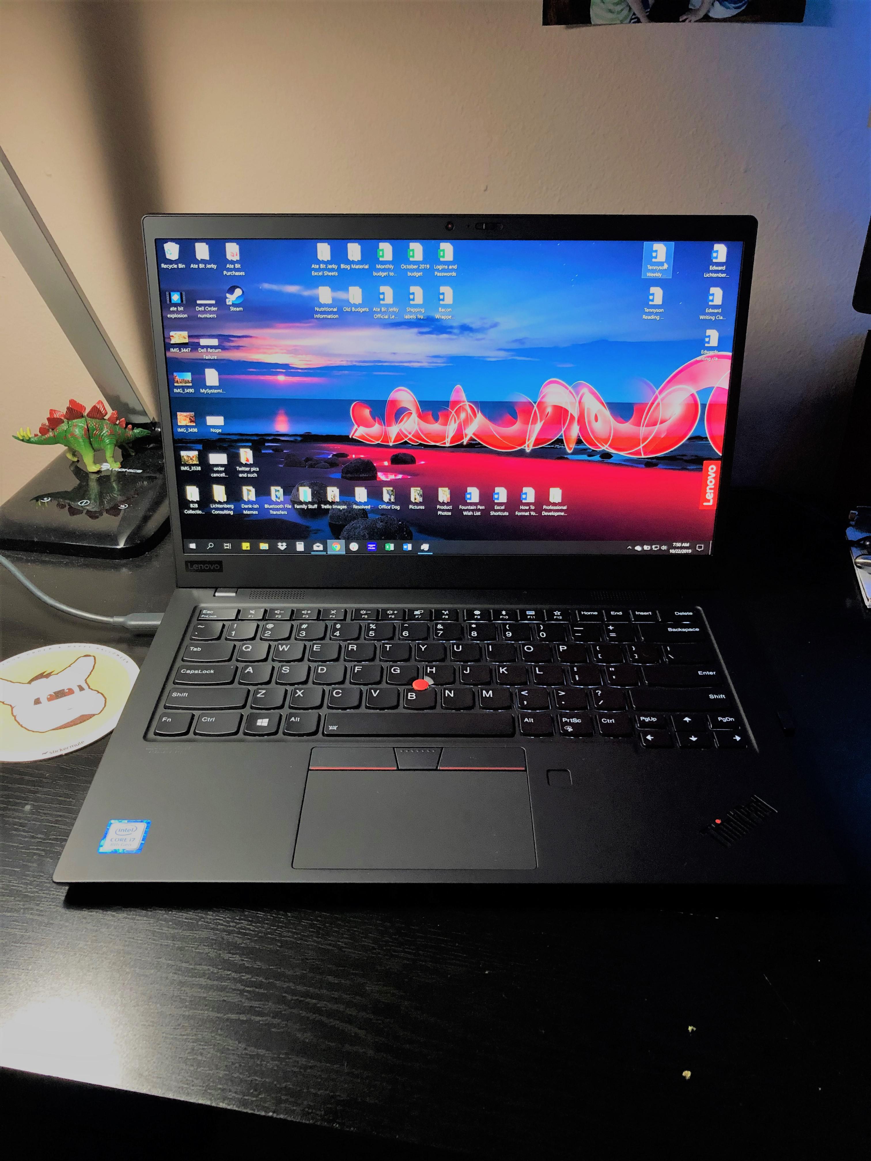 New X1 Carbon Gen 7, the first Thinkpad I've had for personal use, so