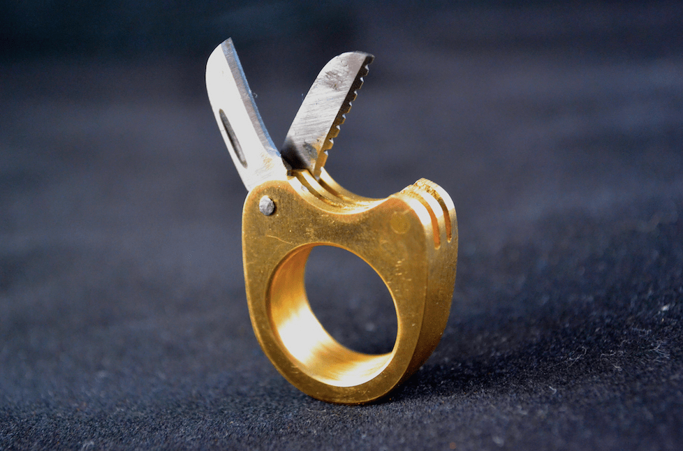 Here is a folding ring knife I made r/pics