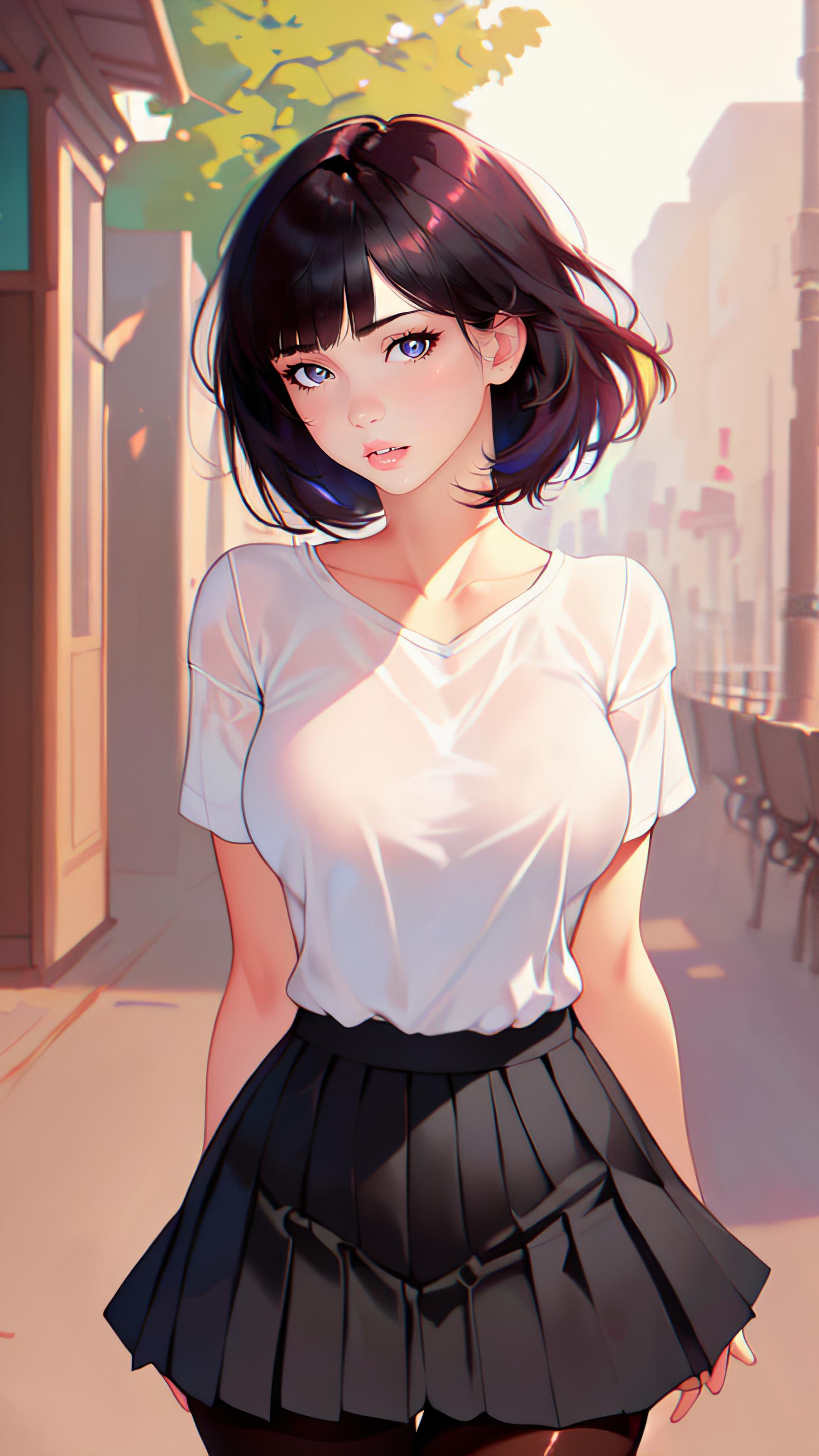 "White Shirt Girl" [AIGenerated] (1728x3072) r/Animewallpaper