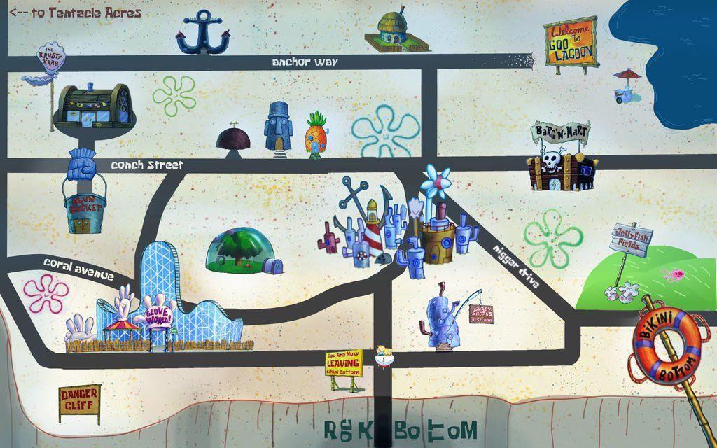 Map of Bikini Bottom spongebob