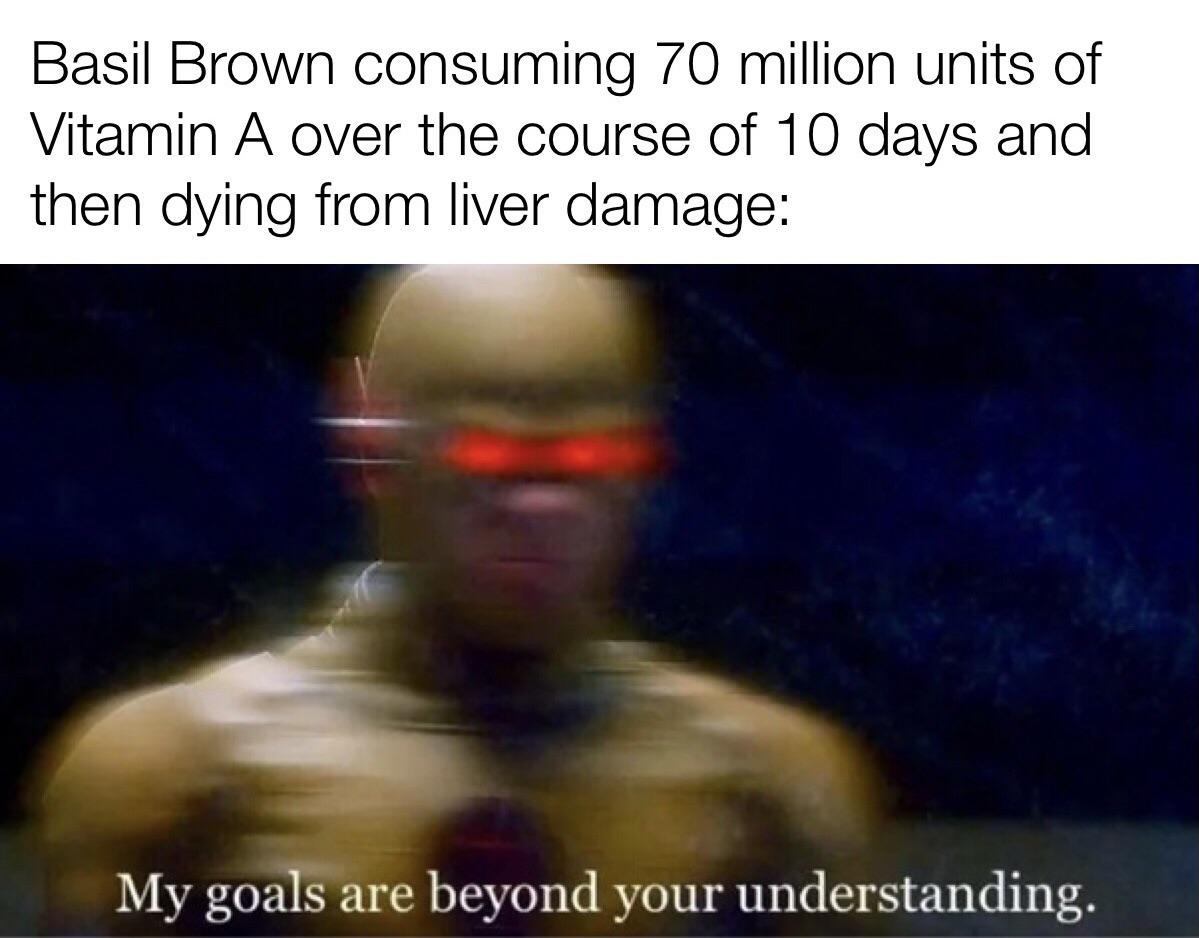 Basil Brown was a British health enthusiast who died from a Vitamin A