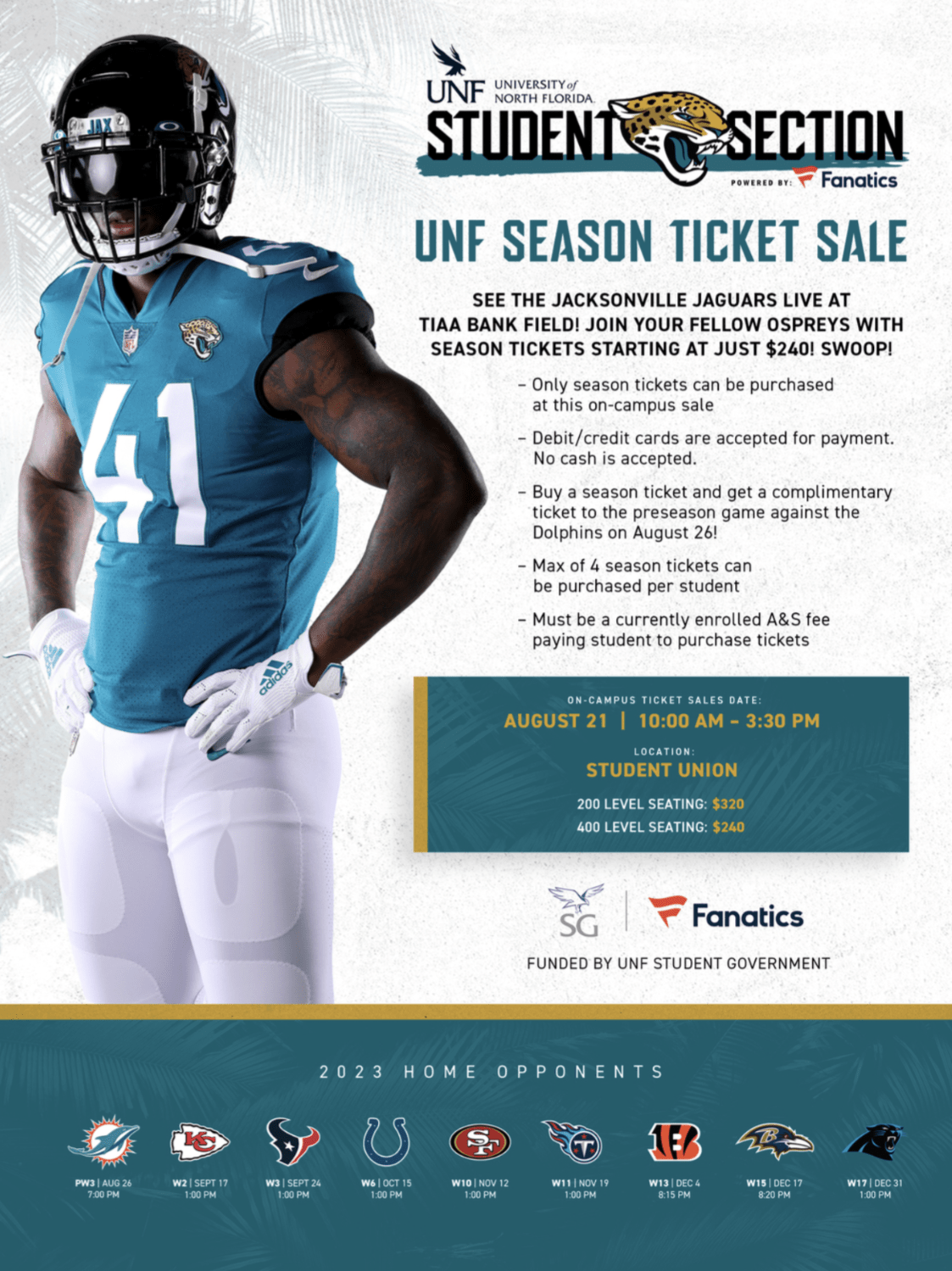 SG x Jag Season Ticket Sale! r/UNF