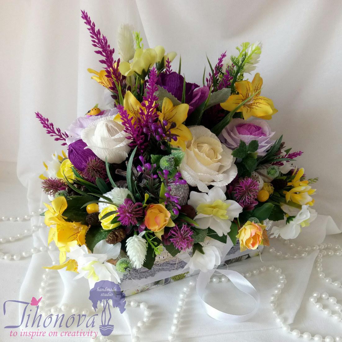 💐🌷 Composition "Venus" flowers made of candies and corrugated paper, a