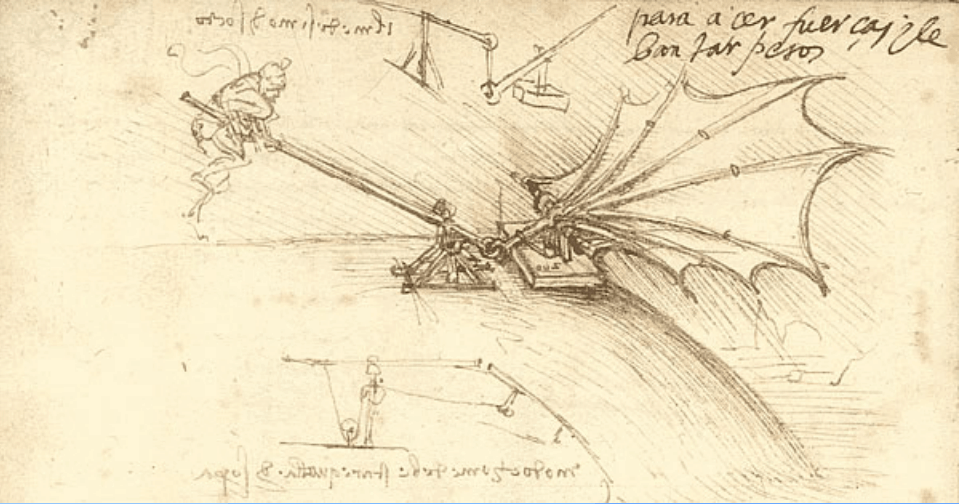 Leonardo Da Vinci Drawings Flying Machines