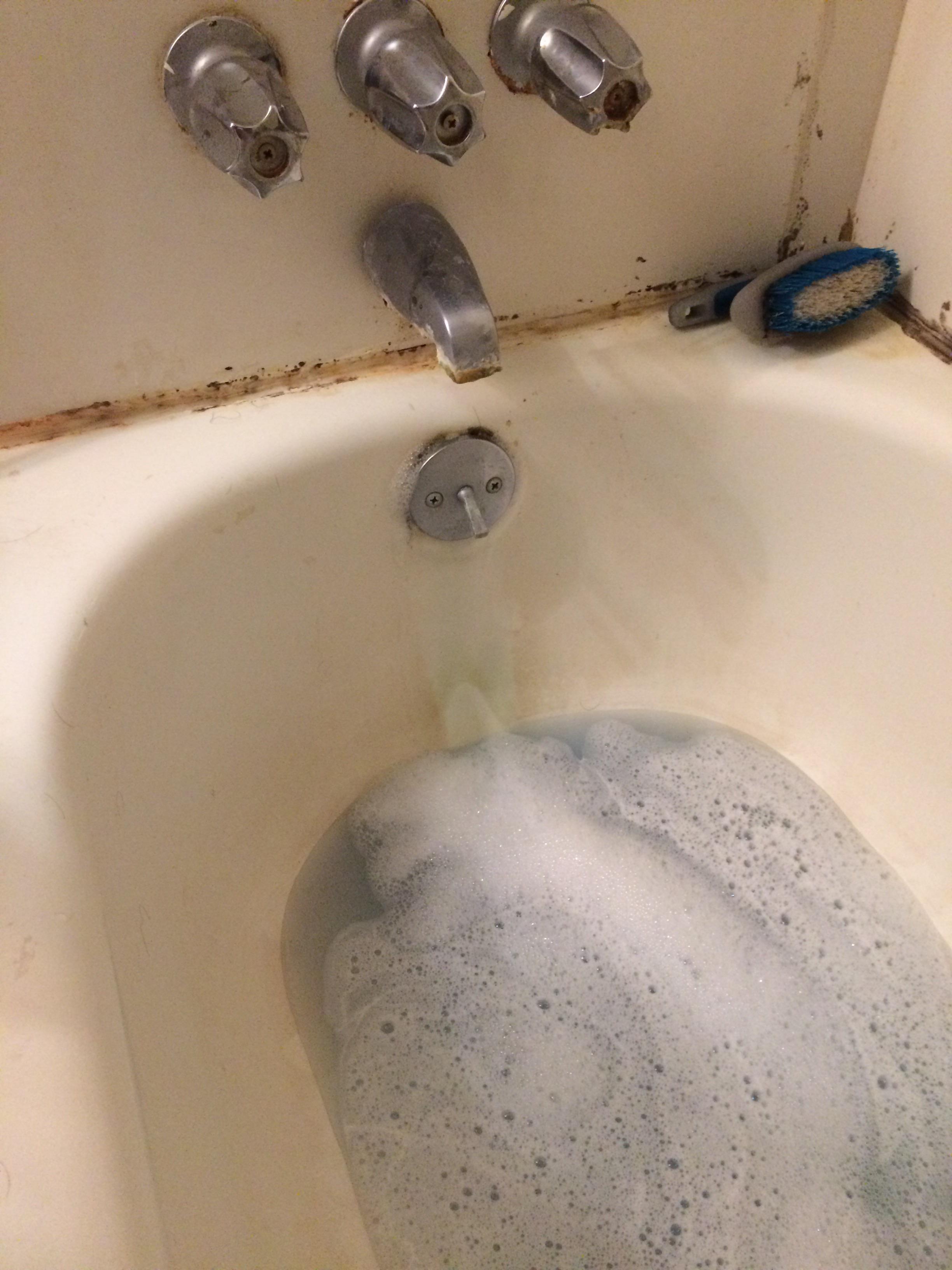 Washer draining into tub overflow. The stuff you see when changing a