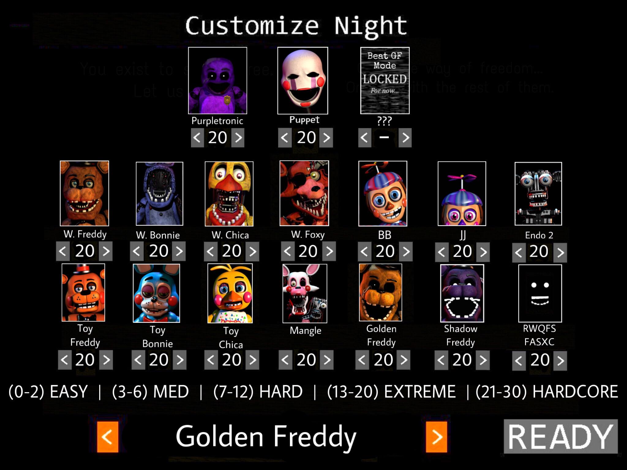 Fan Made FNAF 2 Custom Night. Credit in comments. fivenightsatfreddys