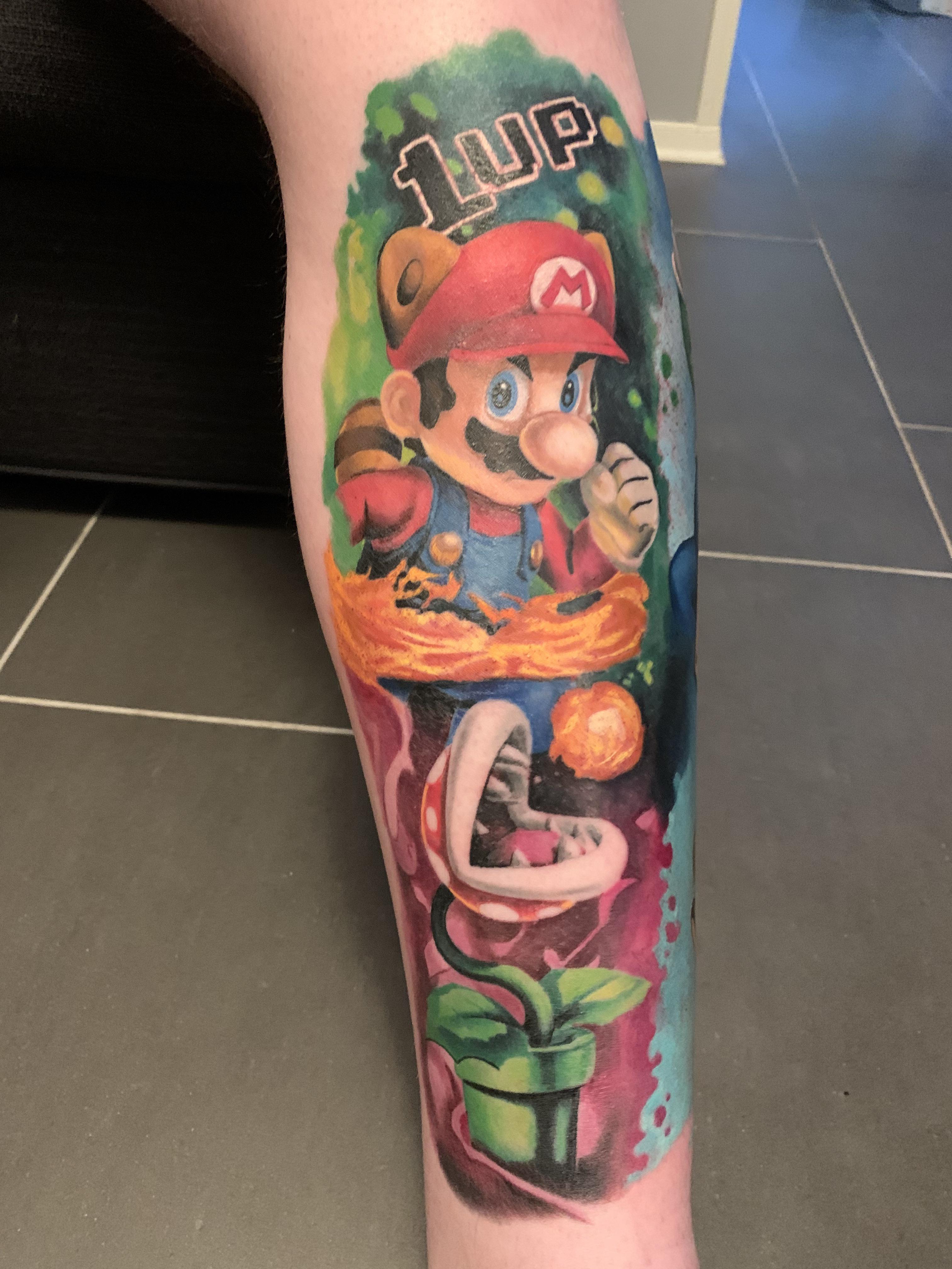 I Know You Guys Like Super Mario, So What About Tattoos? 2/3 Done Around My Lower Leg, Bowser And Boo Will Join The Party In A Month. Super Excited About How This 4032_x_3024_jpg