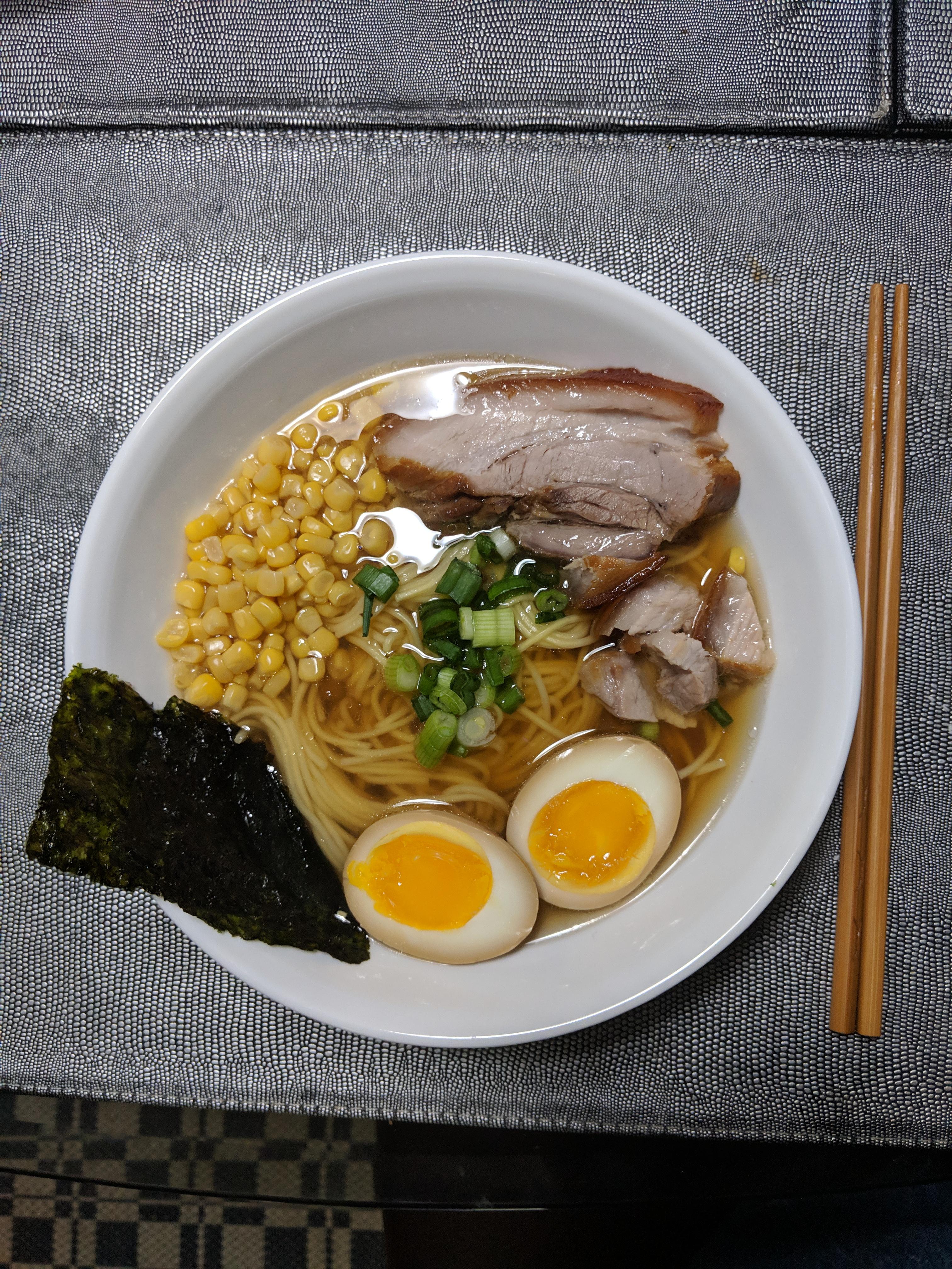 First time making shoyu ramen with pork chashu r/ramen