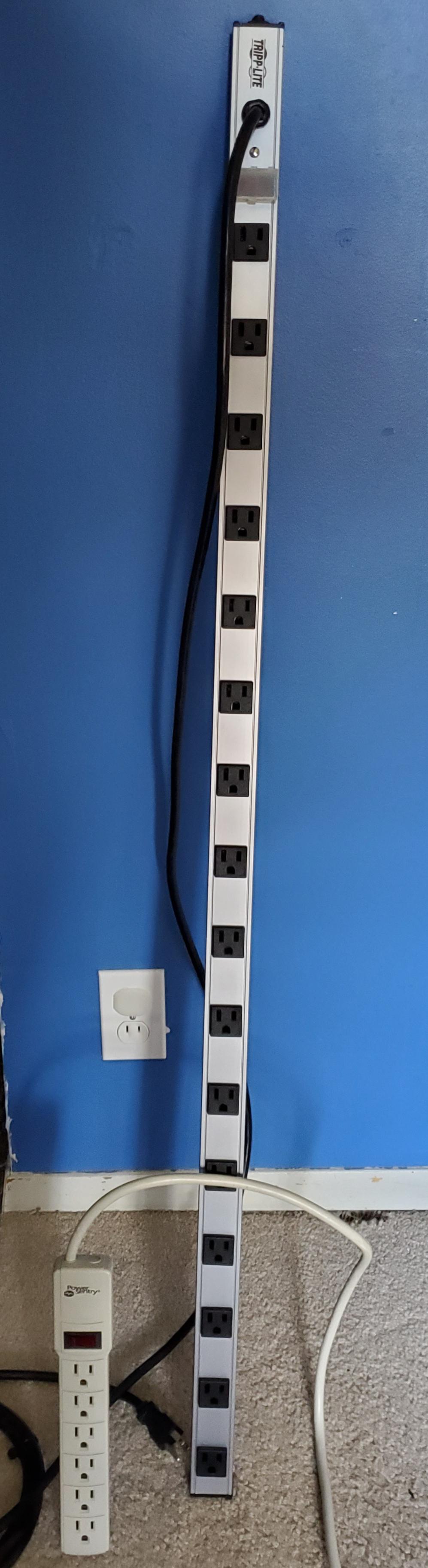 Absolute unit of a power strip with 16 ports. Regular power strip for