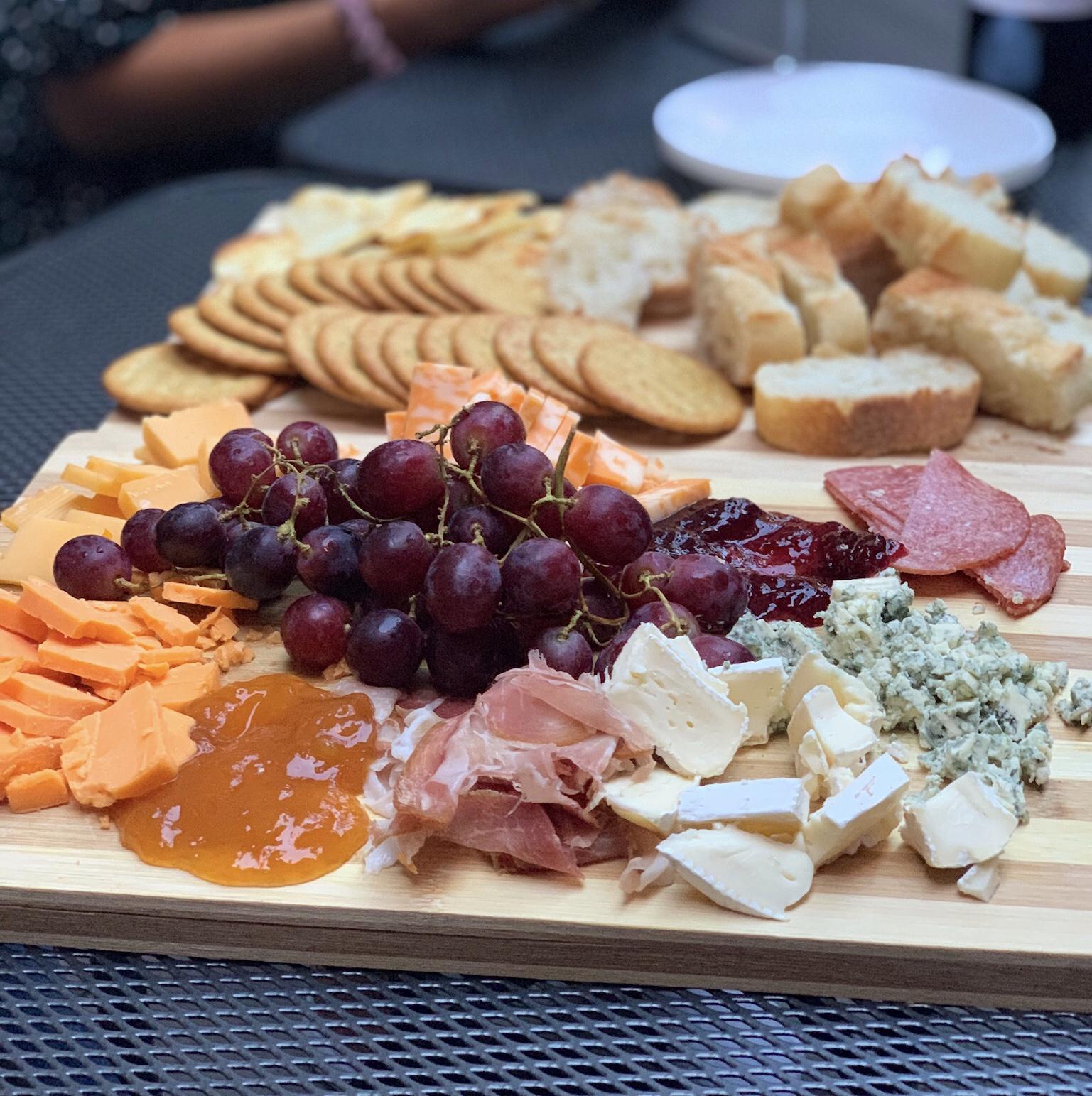 [I made] charcuterie board with brie, bleu cheese, two kinds of cheddar