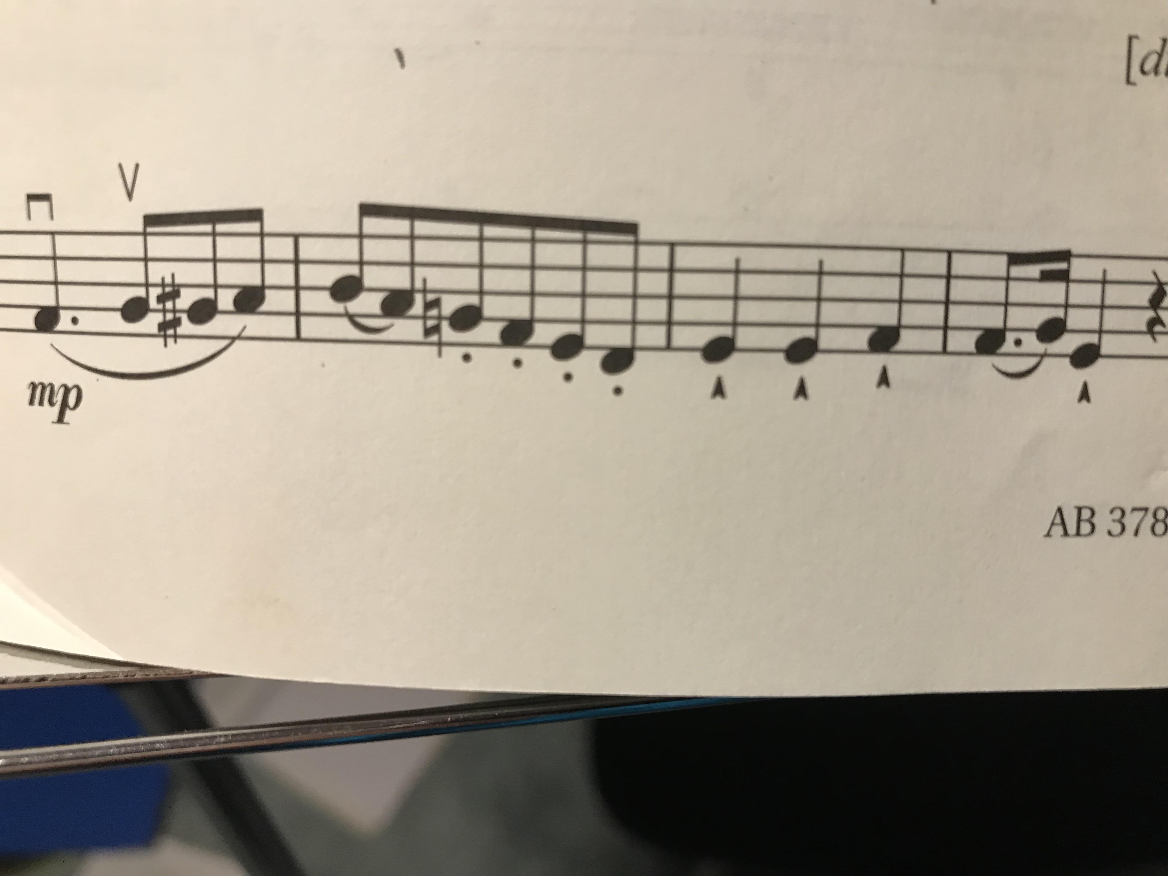 How are the notes with the “dots” played differently to the notes with