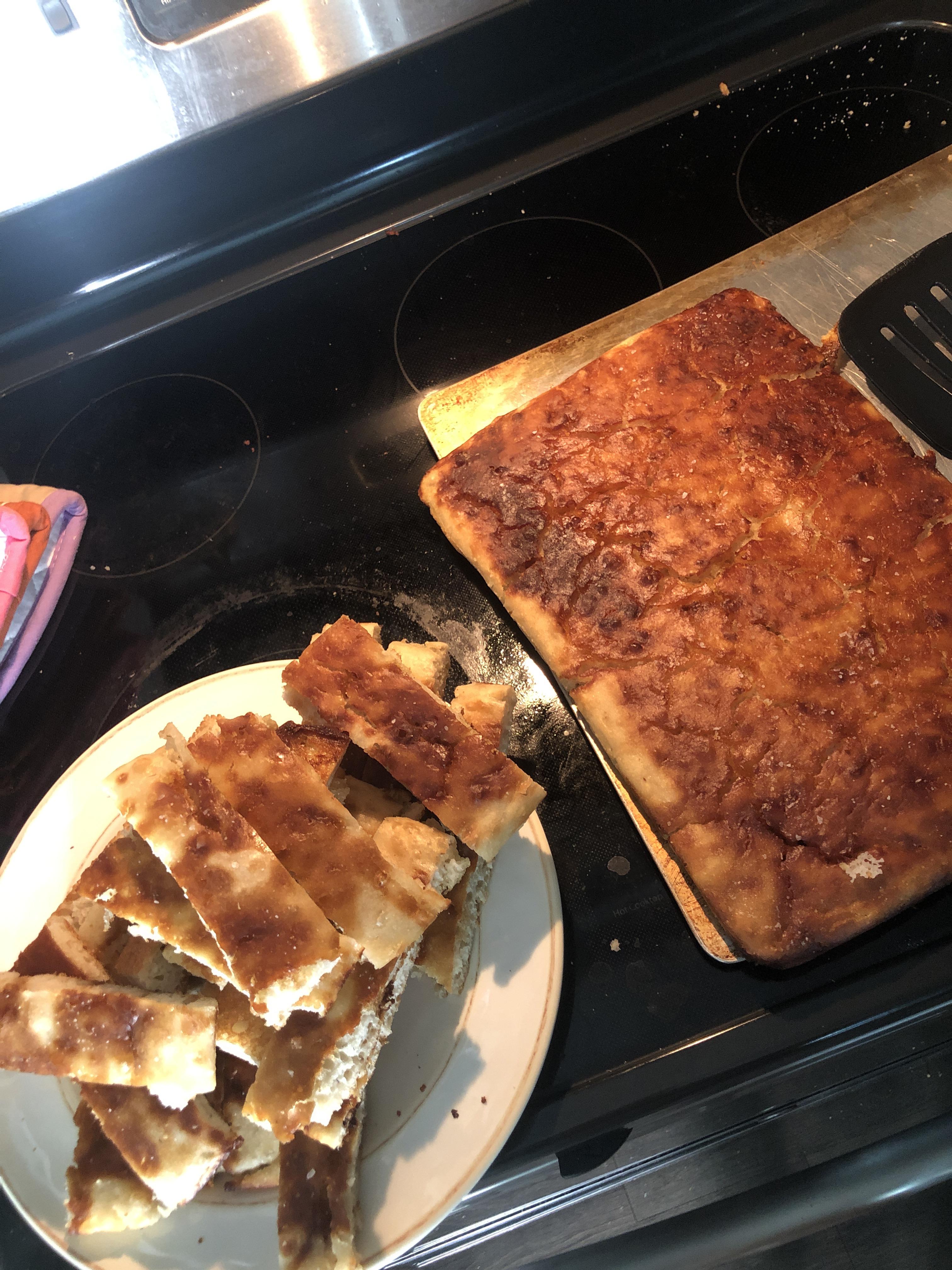 I made the Amiel’s pretzel focaccia bread for the Super Bowl and