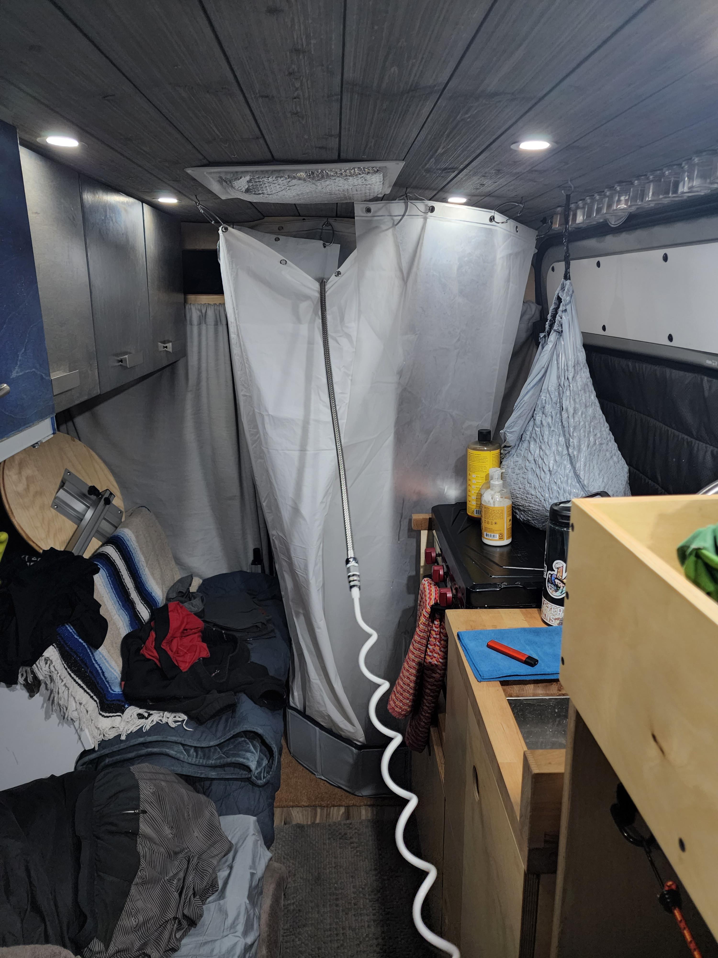 144" Sprinter Indoor Hot Shower. Make it work with what ya got