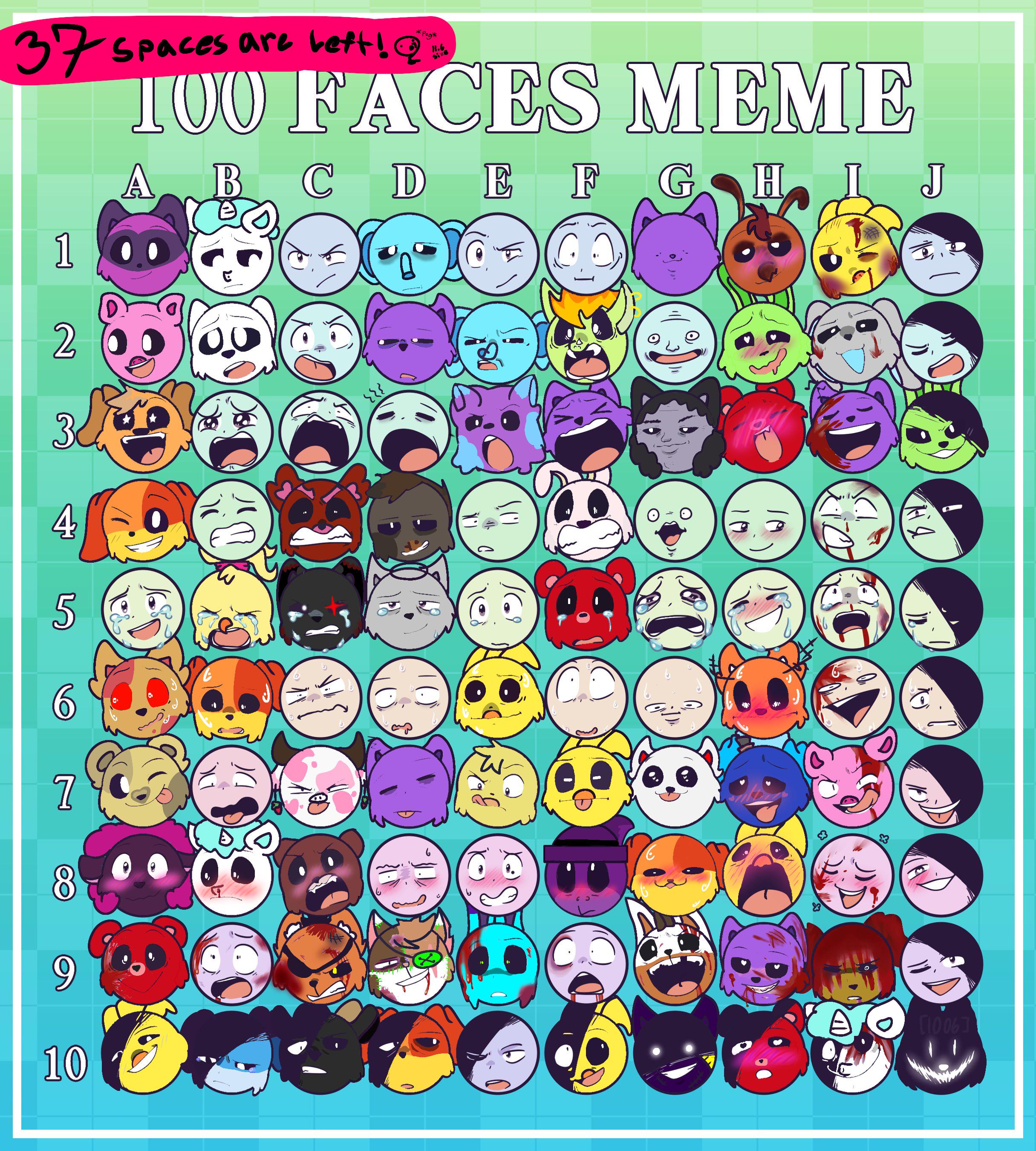 100 faces! Comment with a pic of your smiling critters oc/name your