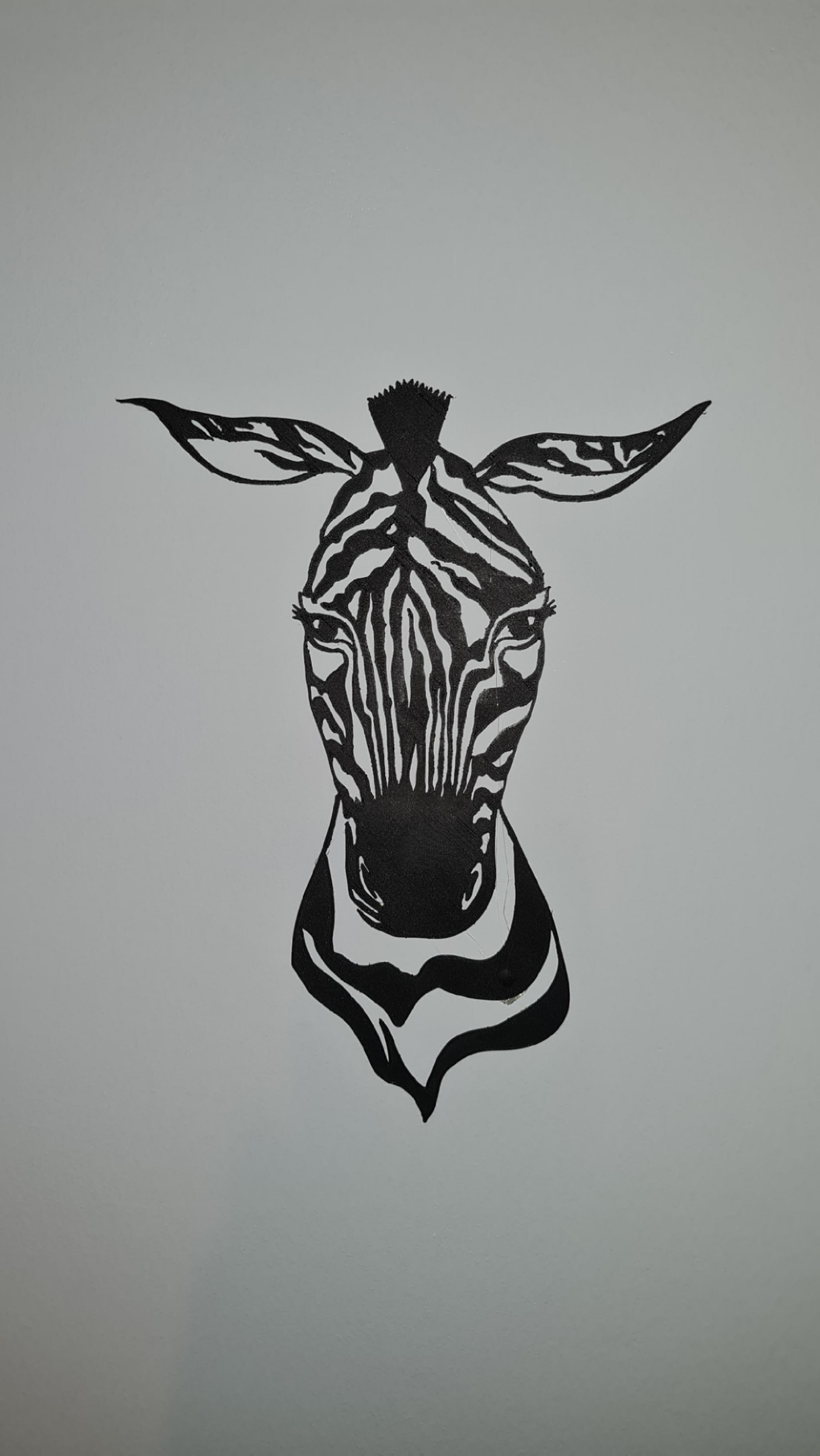 Zebra silhouette wall art. Drawn by hand and then converted to STL on