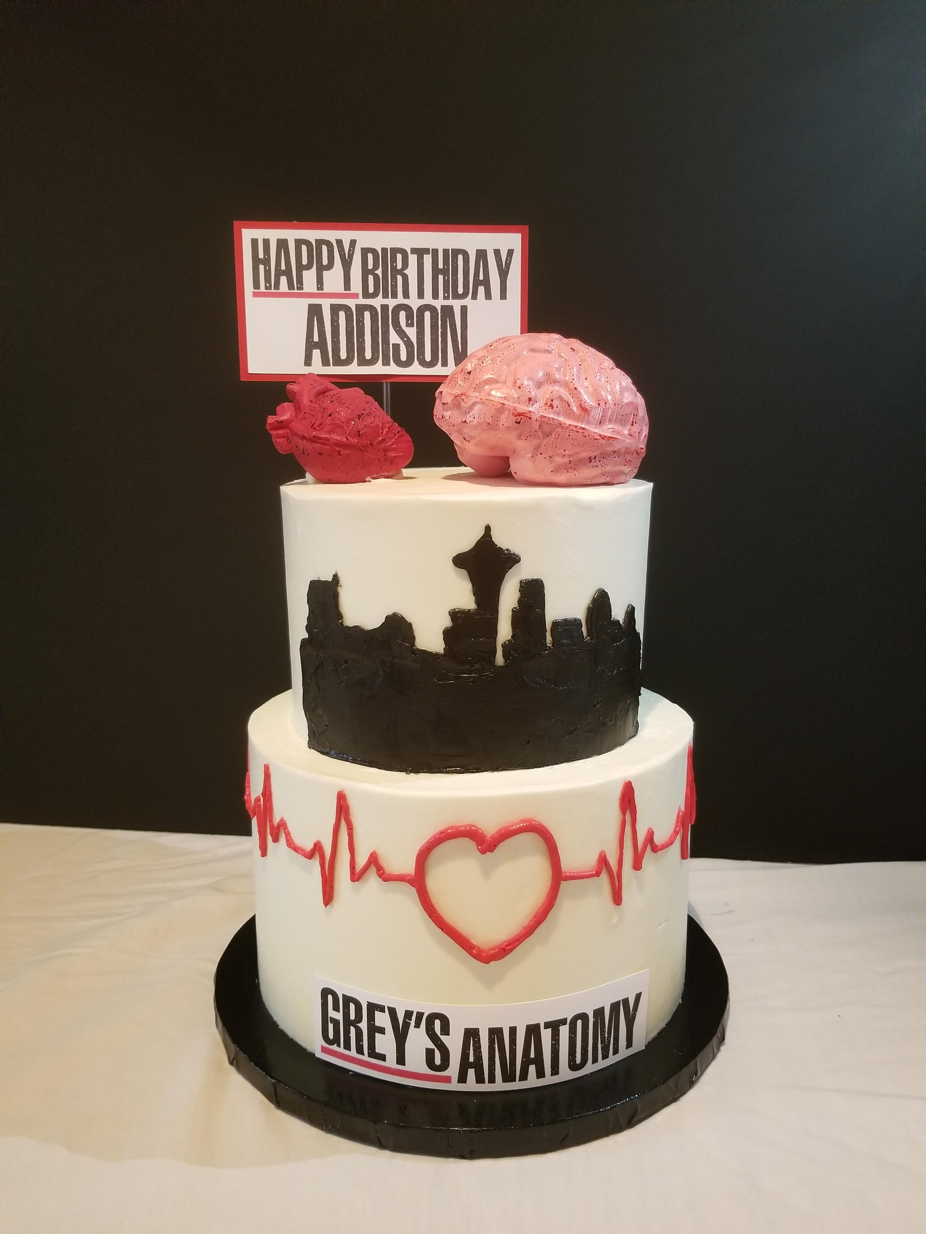 I made this Grey's Anatomy themed cake for my niece this weekend. r
