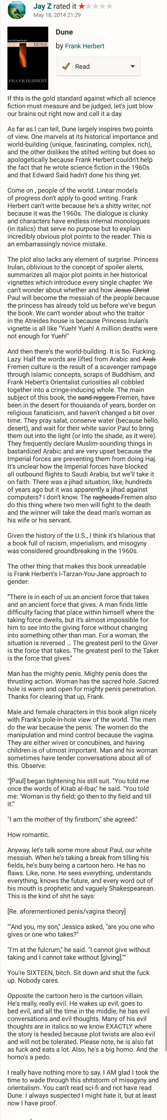 I just finished Dune and was reading some reviews when I