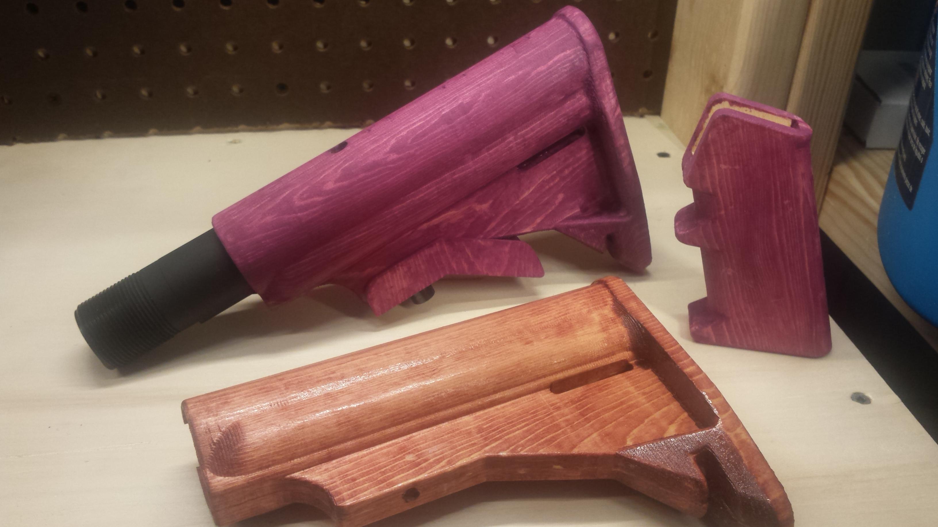 Wood for the Weekend M4 style milled wood stocks and A2 grips. r/ar15