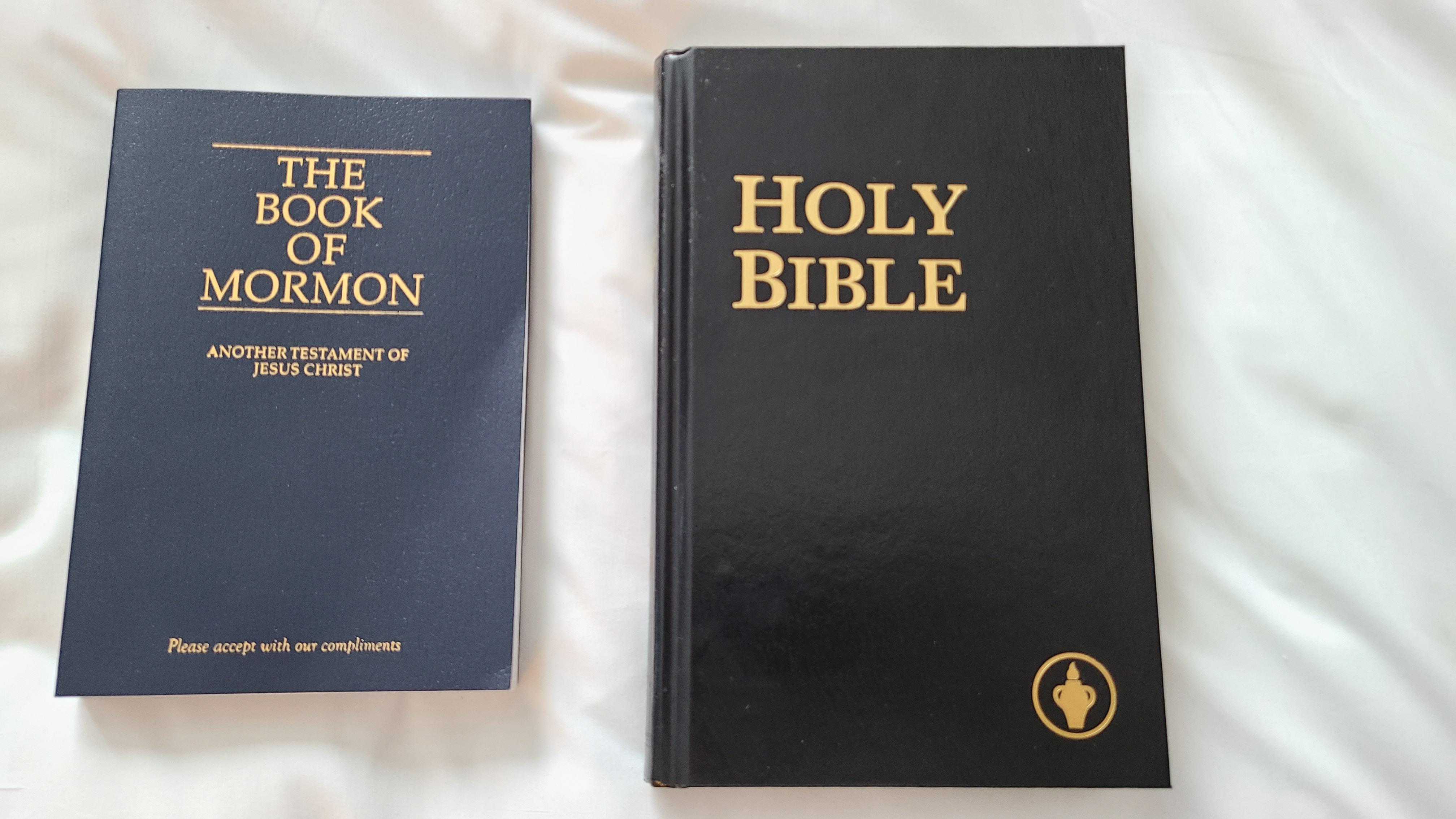 My hotel has both the holy Bible and the book of Mormon. r