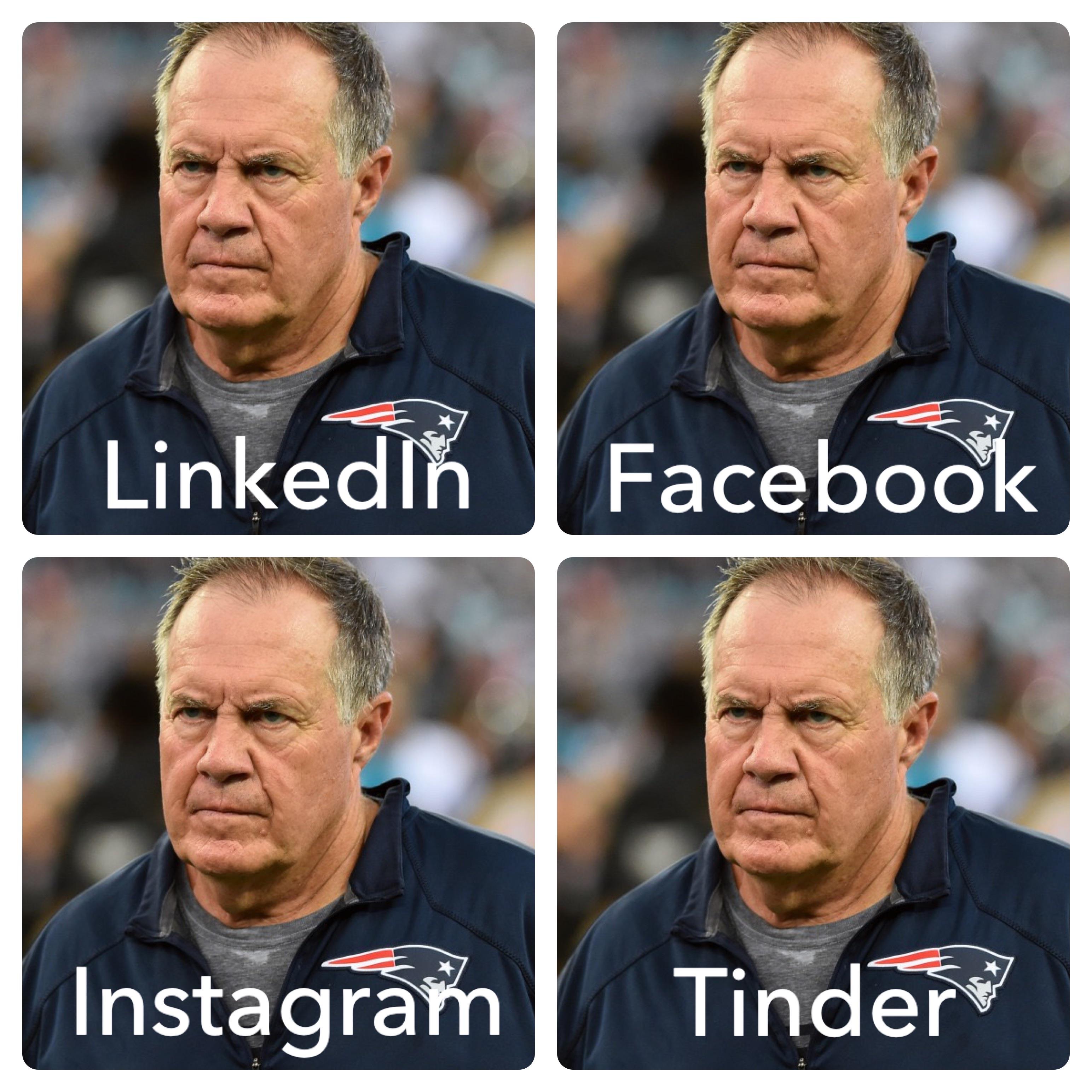 Bill Belichick’s Social Profile Pics r/memes