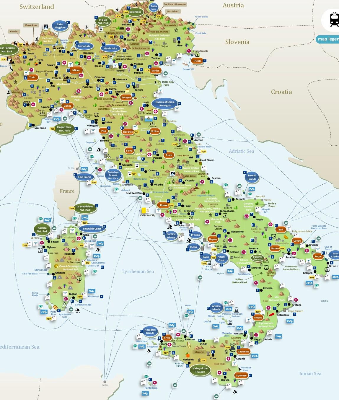 Interactive tourist map of Italy wanderlust